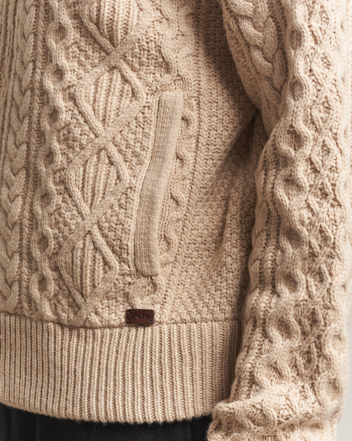 Heren | Truien | Polo Ralph Lauren | Wool/Alpaca Aran Full-Zip Jicama Brown Heather