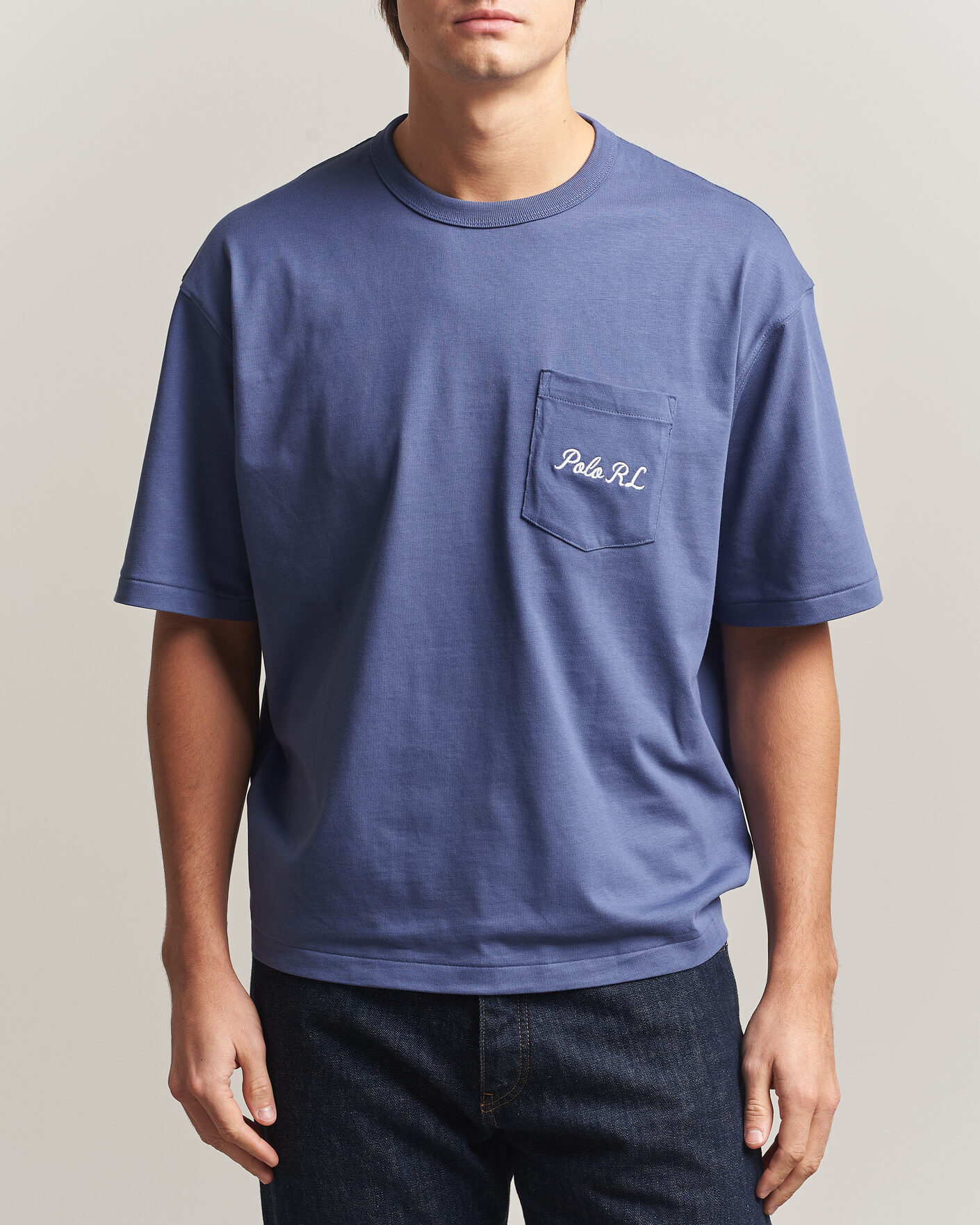 Heren | T-shirts | Polo Ralph Lauren | Back Print Bear Pocket Tee Classic Blue