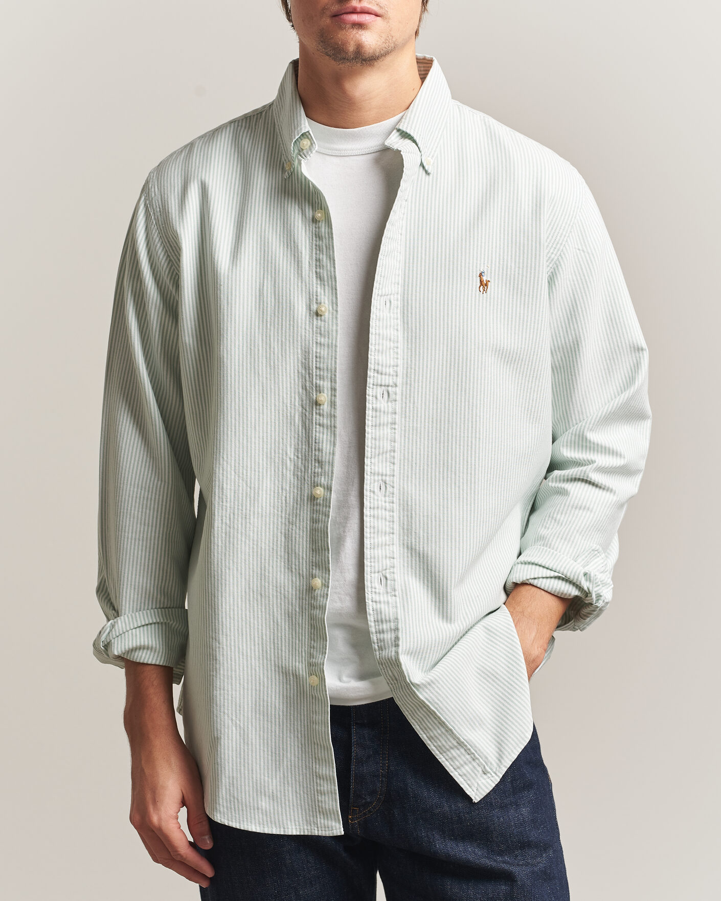 Heren | Overhemden | Polo Ralph Lauren | Custom Slim Fit Oxford Shirt Pistachio/White
