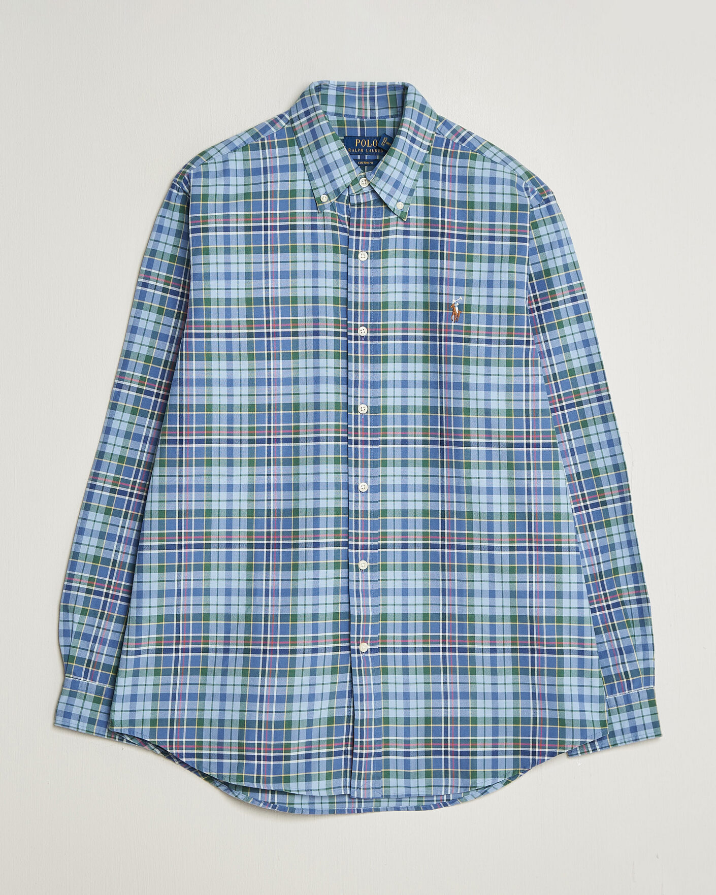 Heren | Overhemden | Polo Ralph Lauren | Custom Slim Fit Check Oxford Shirt Blue Dusty/Green