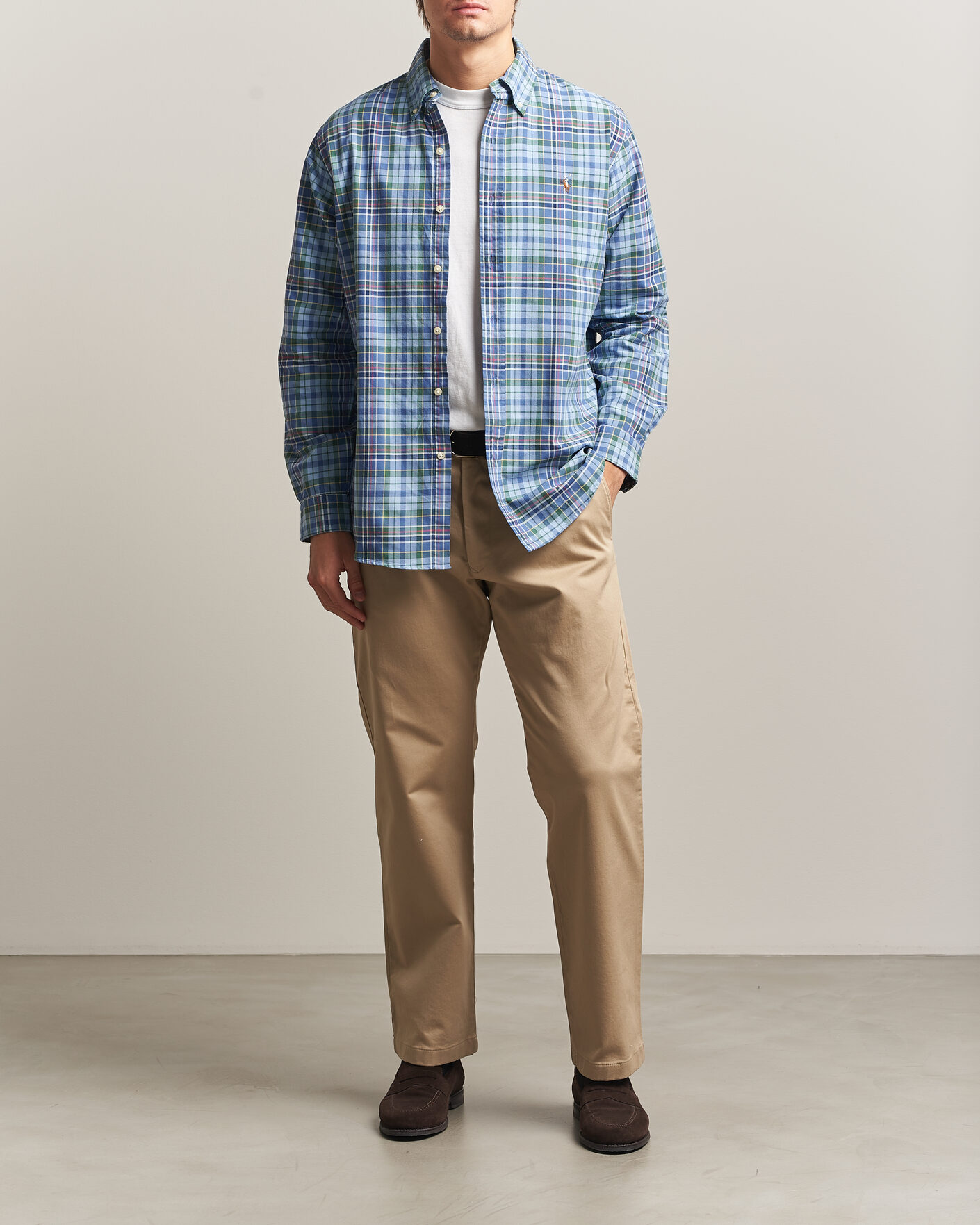 Heren | Overhemden | Polo Ralph Lauren | Custom Slim Fit Check Oxford Shirt Blue Dusty/Green