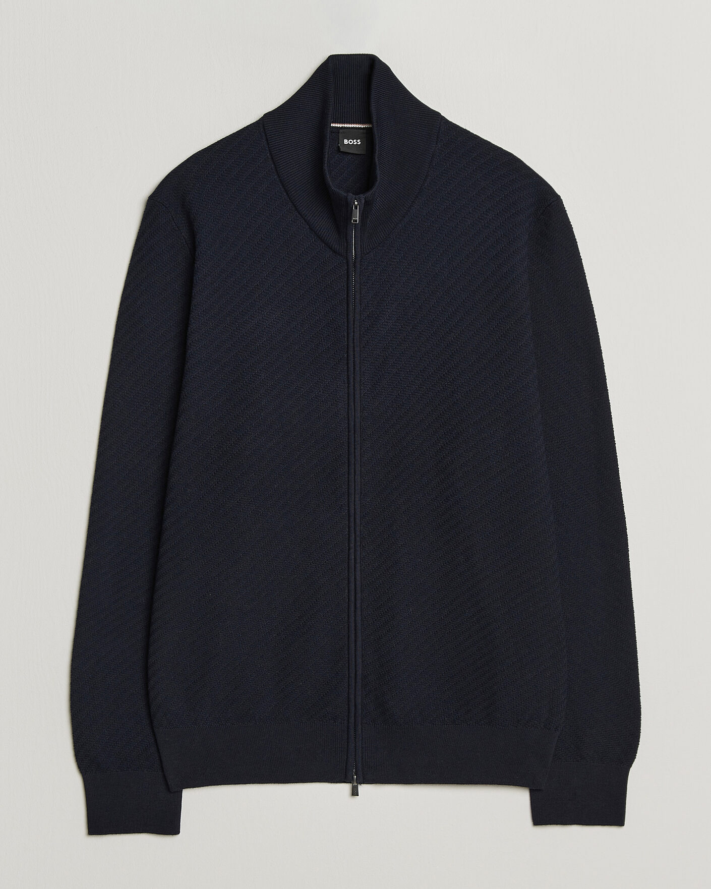 Heren | Truien | BOSS BLACK | Loretti Cotton Knitted Full Zip Dark Blue