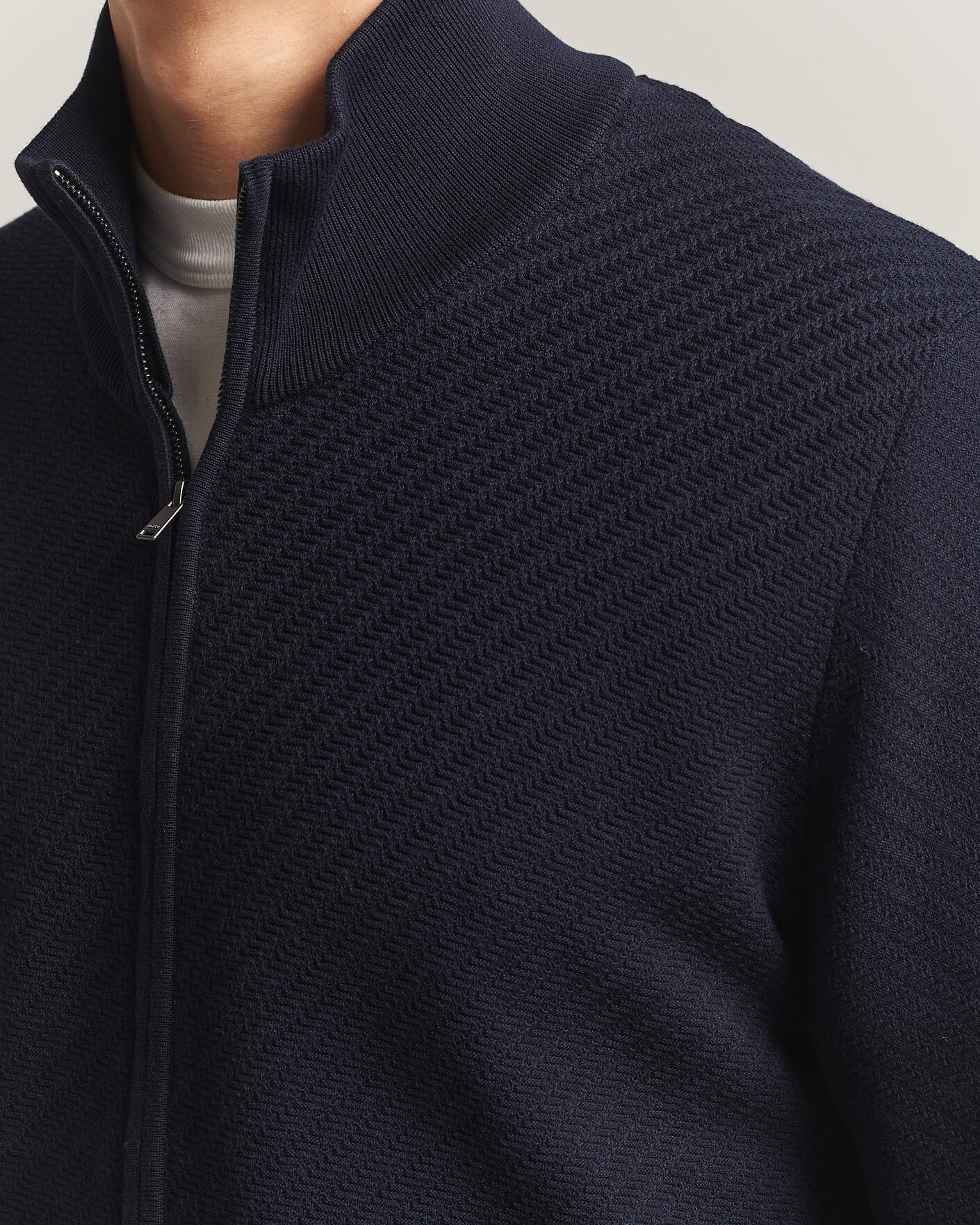 Heren | Truien | BOSS BLACK | Loretti Cotton Knitted Full Zip Dark Blue