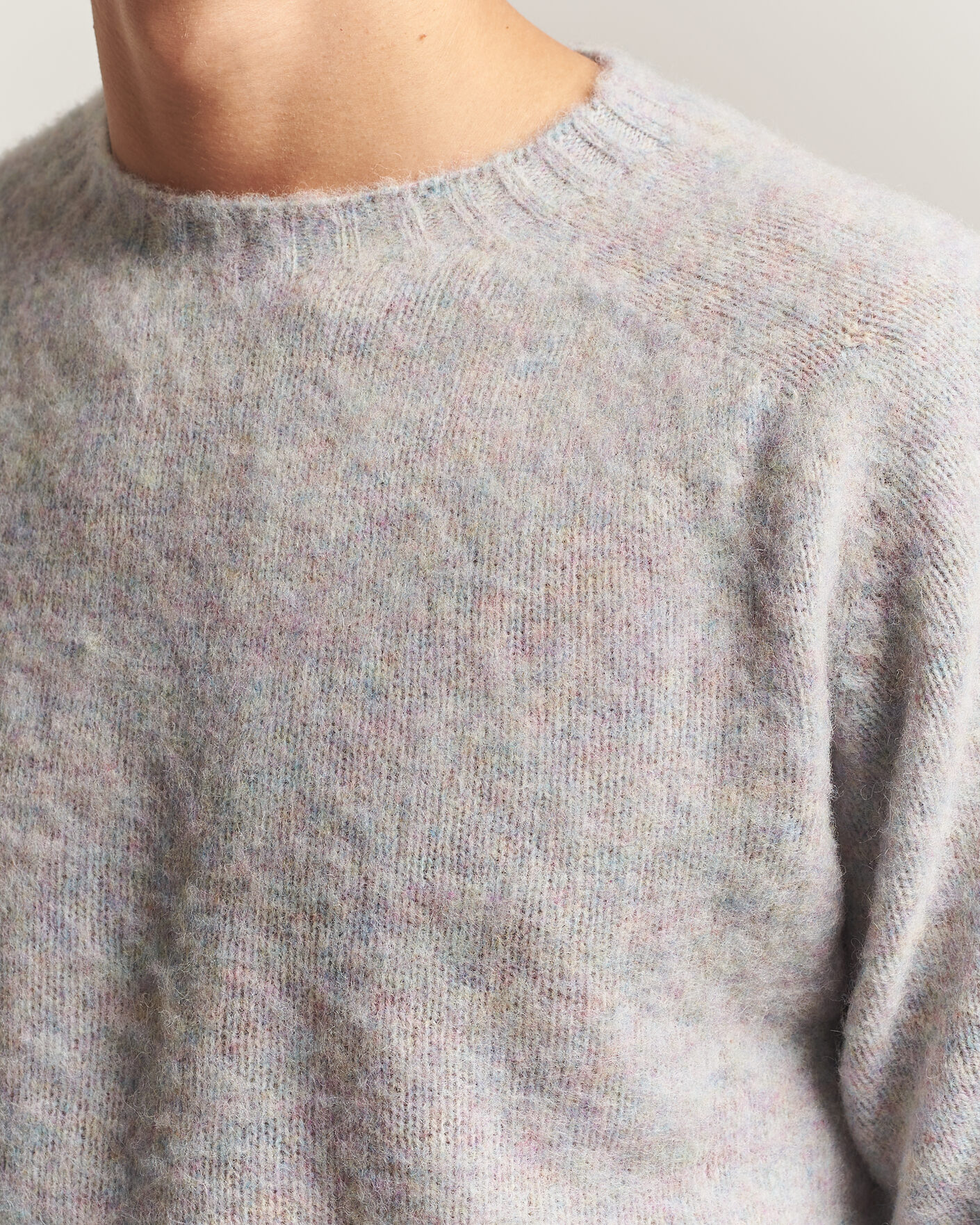 Heren | Truien | Harley Of Scotland | Brushed Supersoft Lambswool Crewneck Aurora