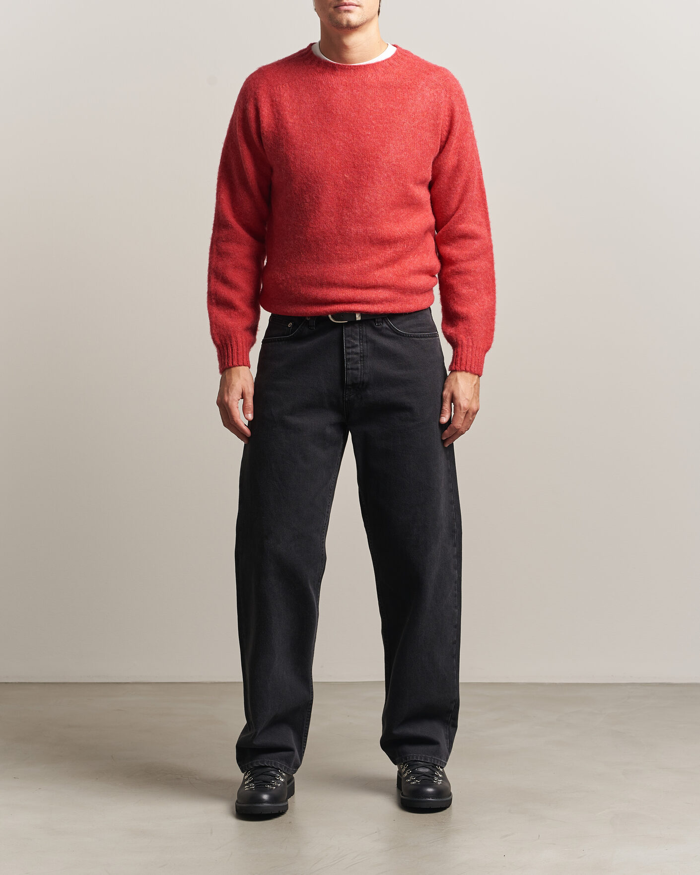 Heren | Truien | Harley Of Scotland | Brushed Supersoft Lambswool Crewneck Damask