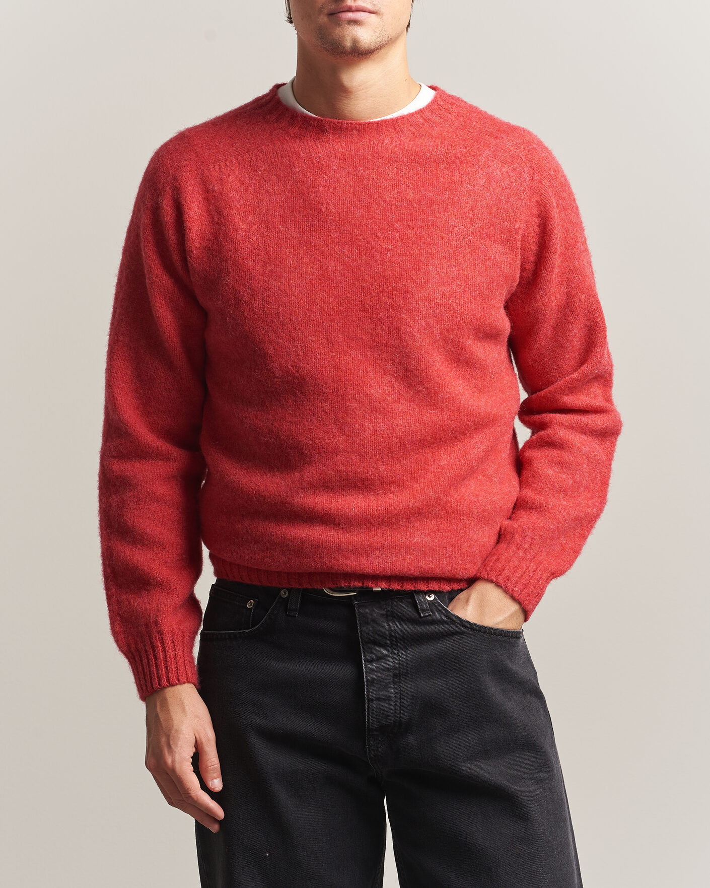 Heren | Truien | Harley Of Scotland | Brushed Supersoft Lambswool Crewneck Damask