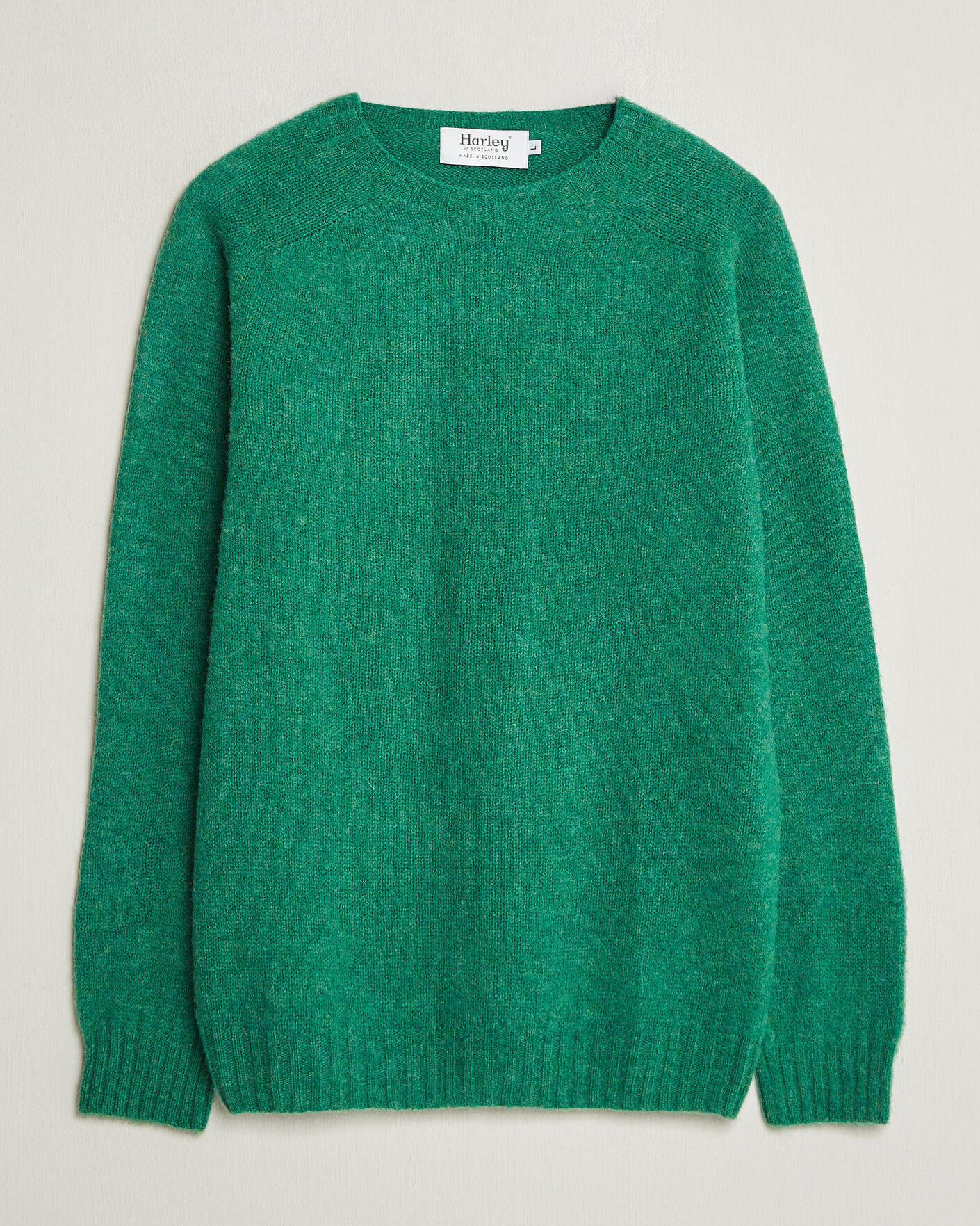 Heren | Truien | Harley Of Scotland | Brushed Supersoft Lambswool Crewneck Evergreen