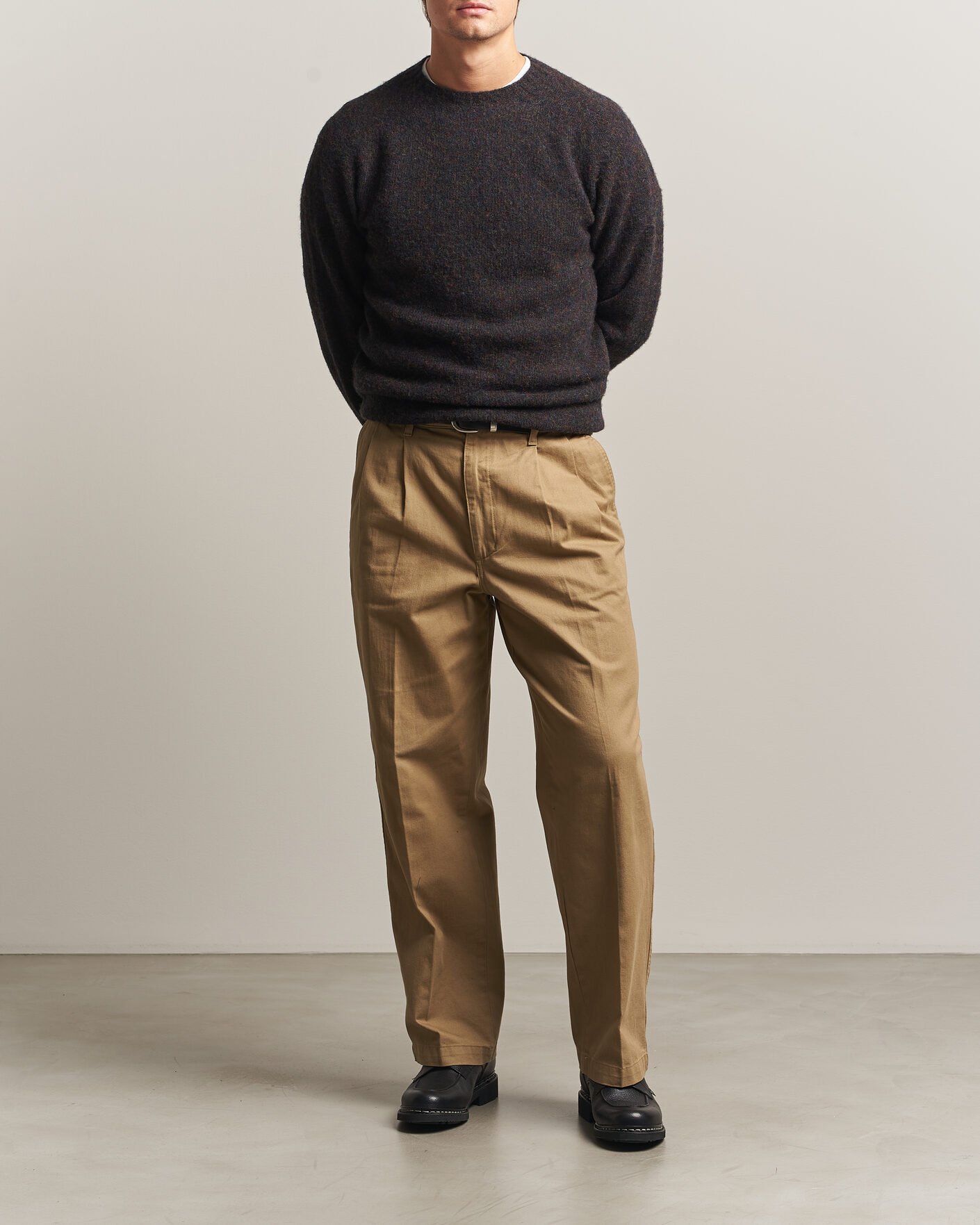 Heren | Truien | Harley Of Scotland | Brushed Supersoft Lambswool Crewneck Volcano