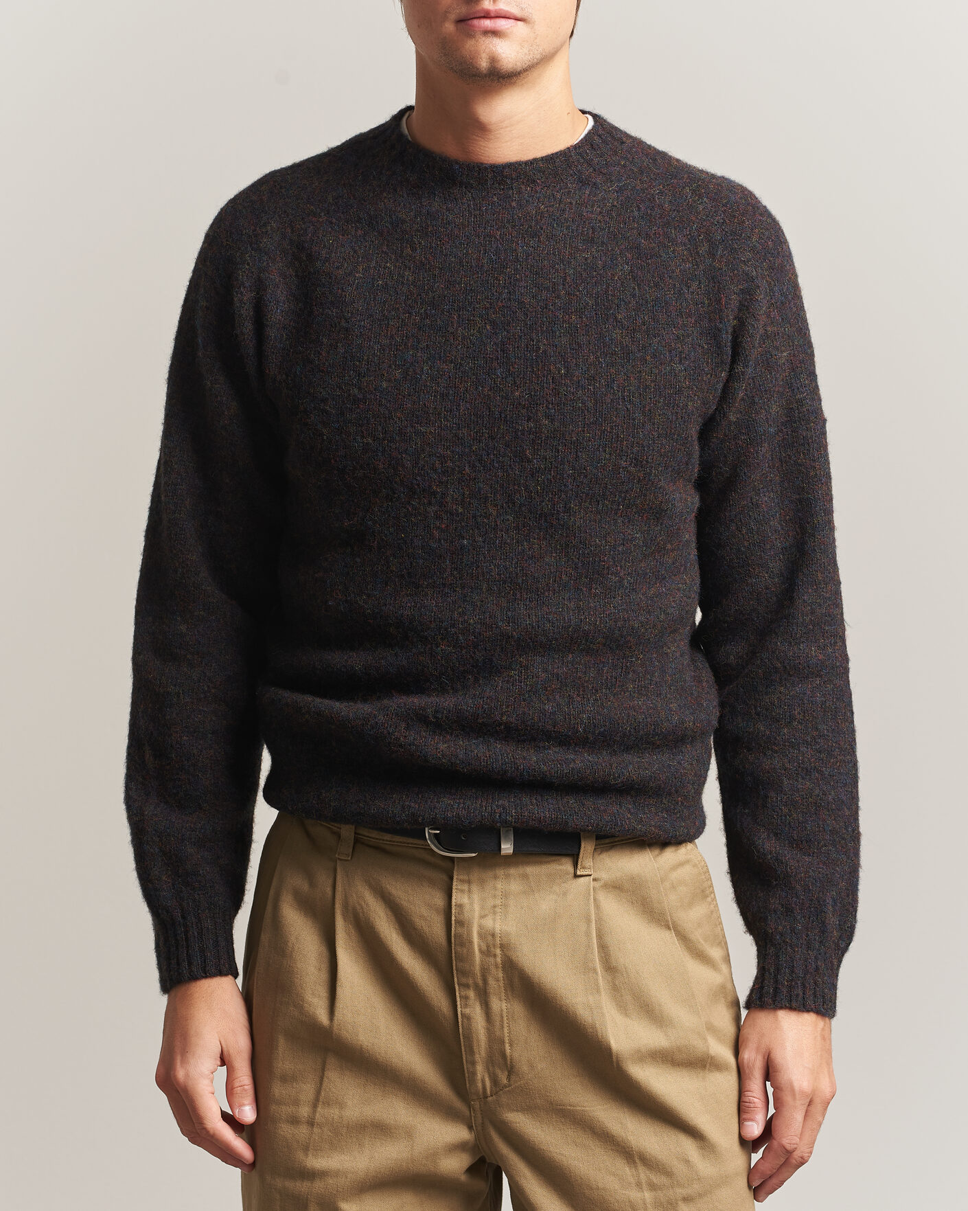 Heren | Truien | Harley Of Scotland | Brushed Supersoft Lambswool Crewneck Volcano