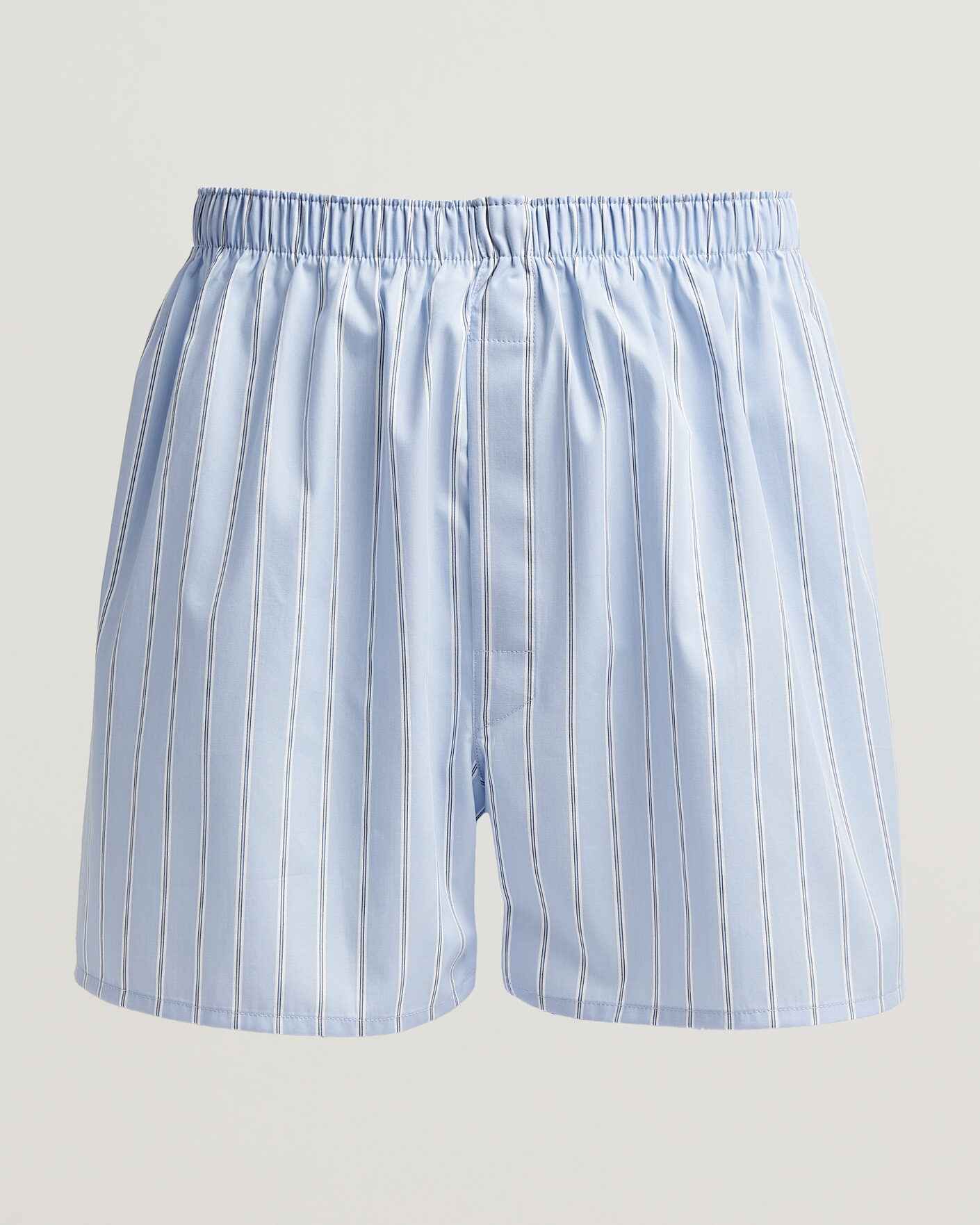 Heren | Ondergoed | Sunspel | Classic Woven Cotton Boxer Shorts Blue Wide Stripe