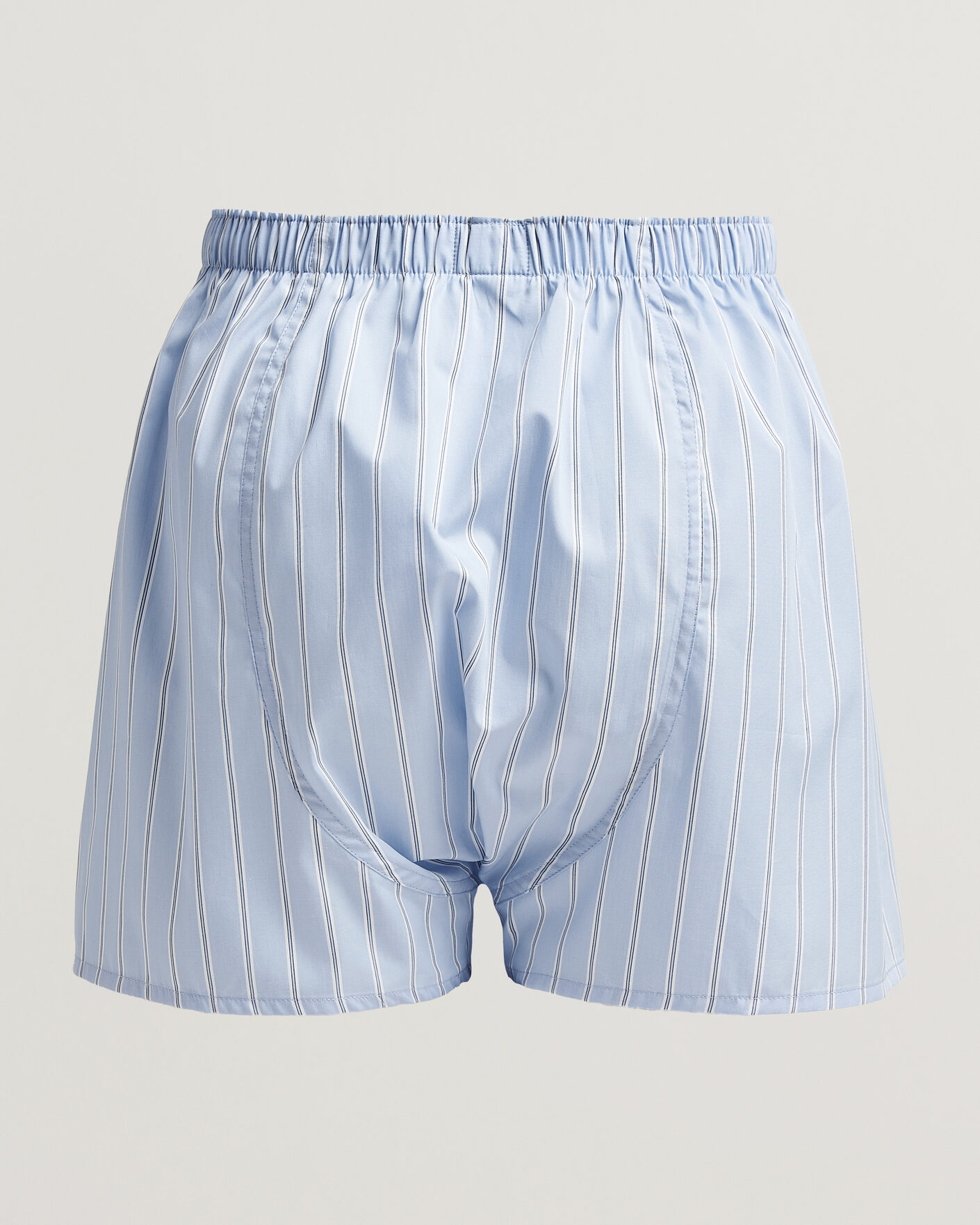 Heren | Ondergoed | Sunspel | Classic Woven Cotton Boxer Shorts Blue Wide Stripe