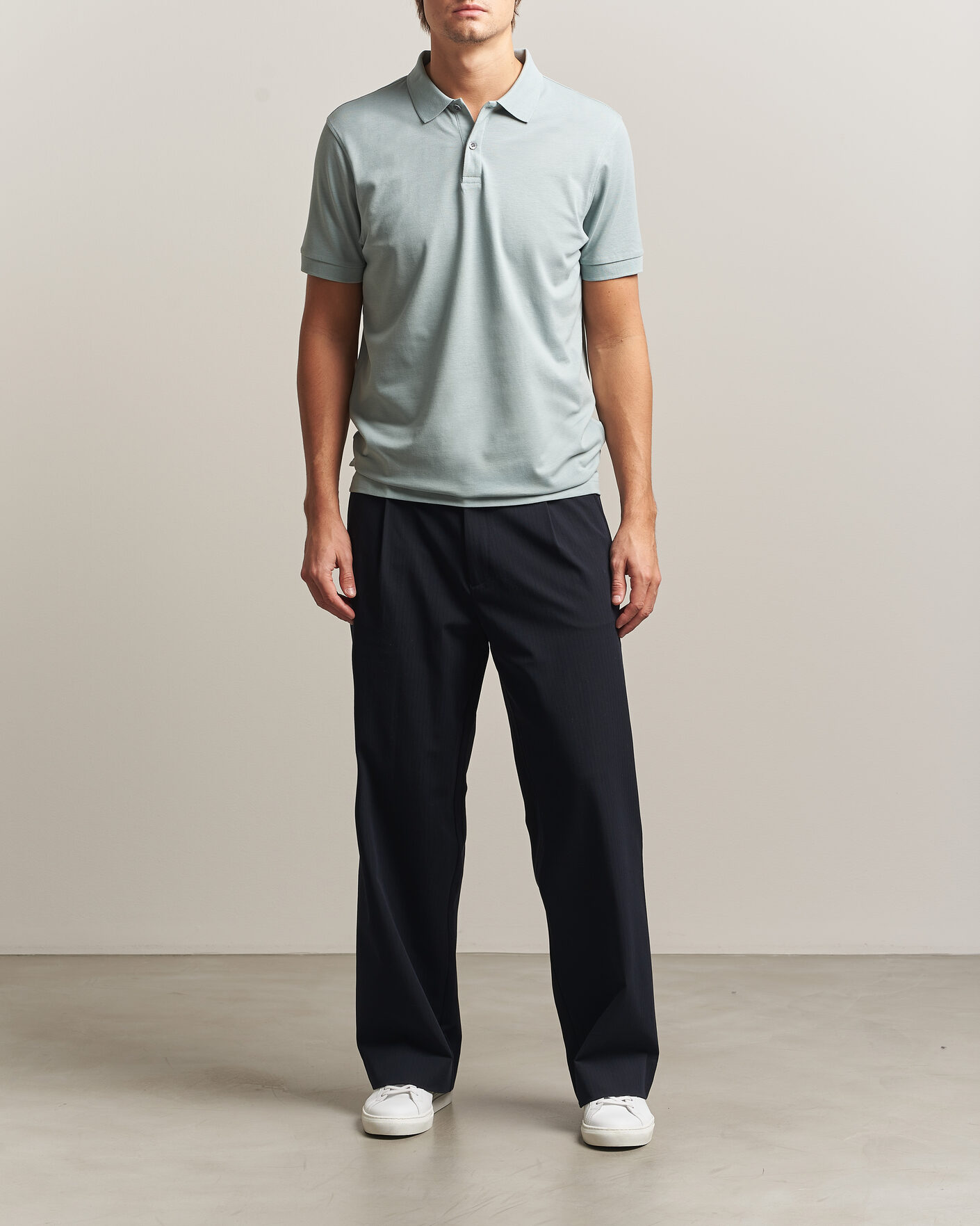 Heren | Polo's | Sunspel | Short Sleeve Pique Polo Light Green
