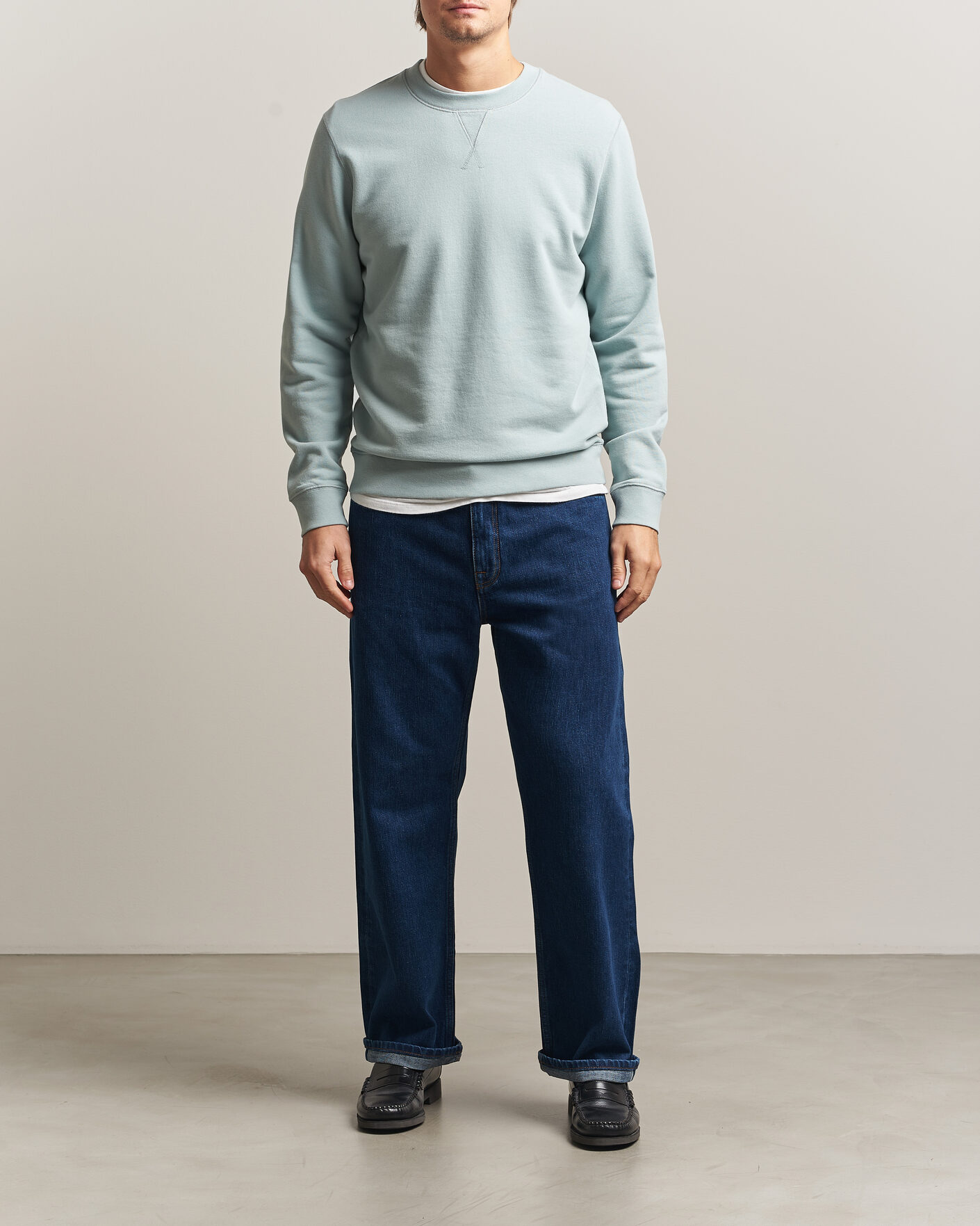 Heren | Truien | Sunspel | Loopback Sweatshirt Light Green