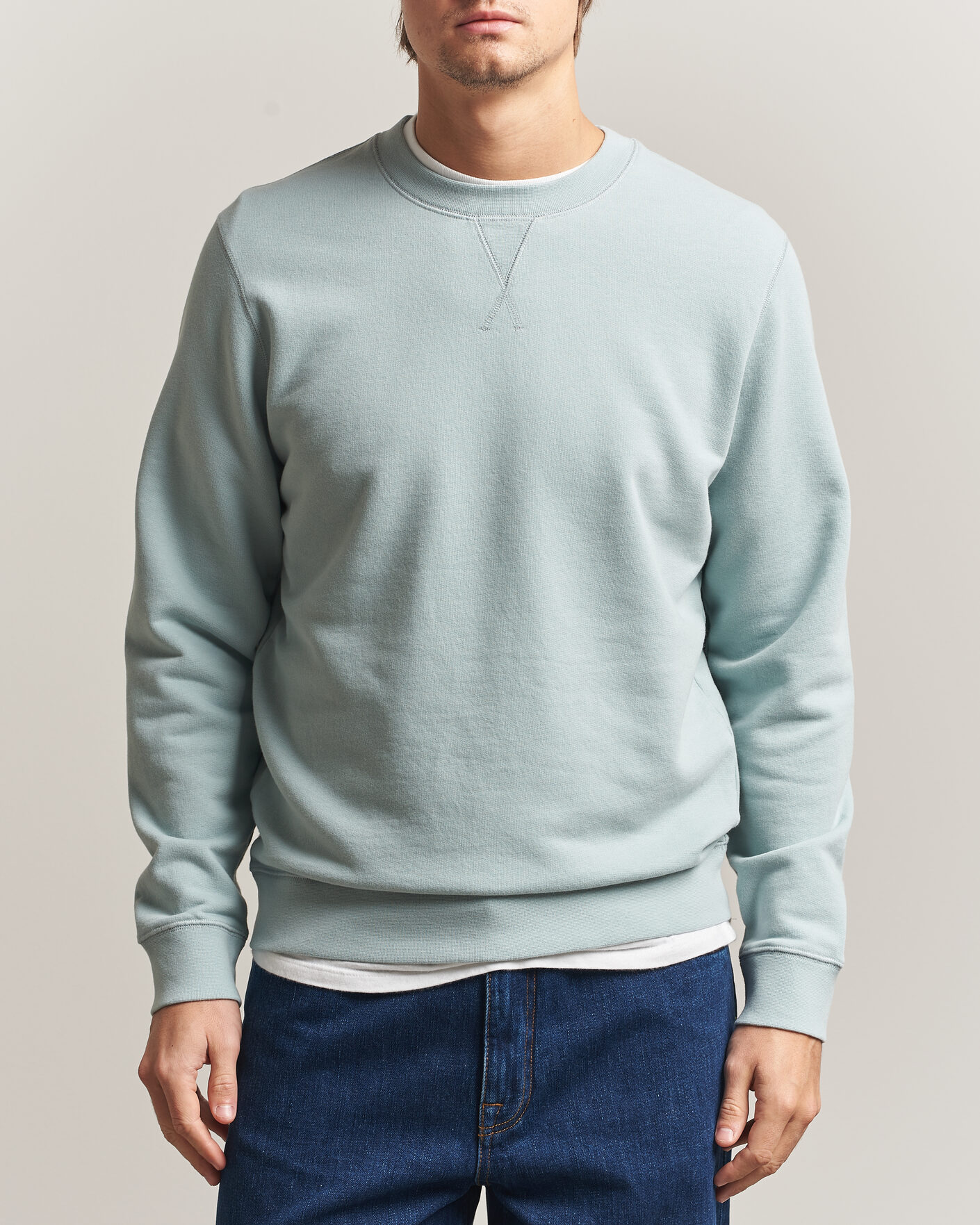 Heren | Truien | Sunspel | Loopback Sweatshirt Light Green