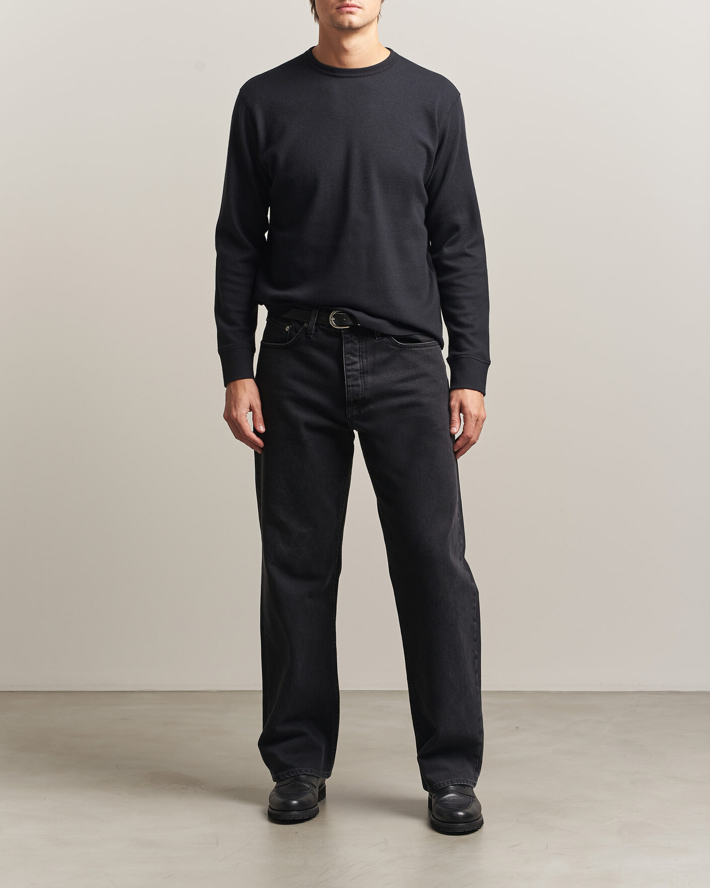Heren | T-shirts | Sunflower | Wool Waffle Long Sleeve T-Shirt Black