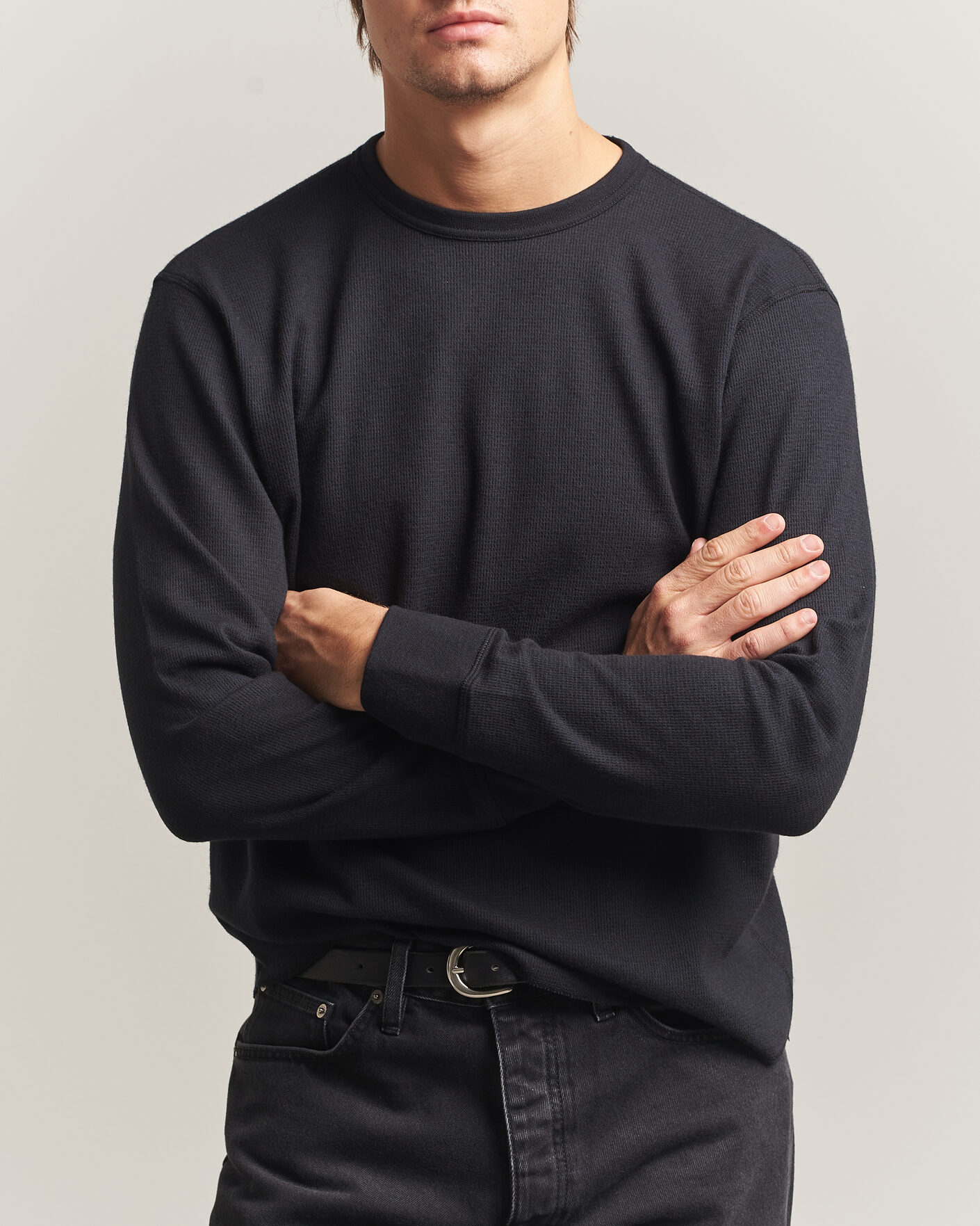 Heren | T-shirts | Sunflower | Wool Waffle Long Sleeve T-Shirt Black