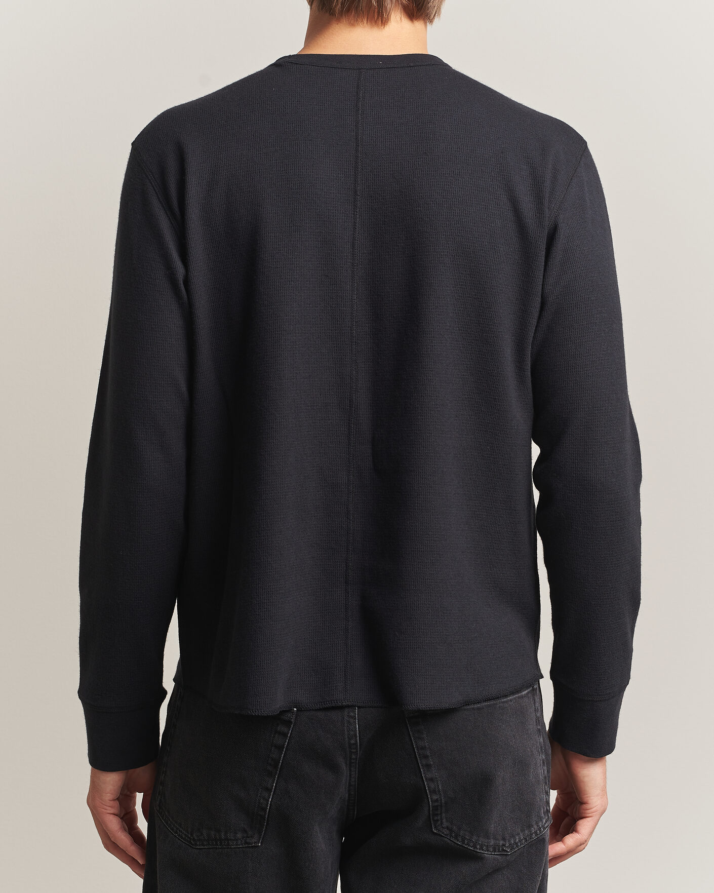 Heren | T-shirts | Sunflower | Wool Waffle Long Sleeve T-Shirt Black