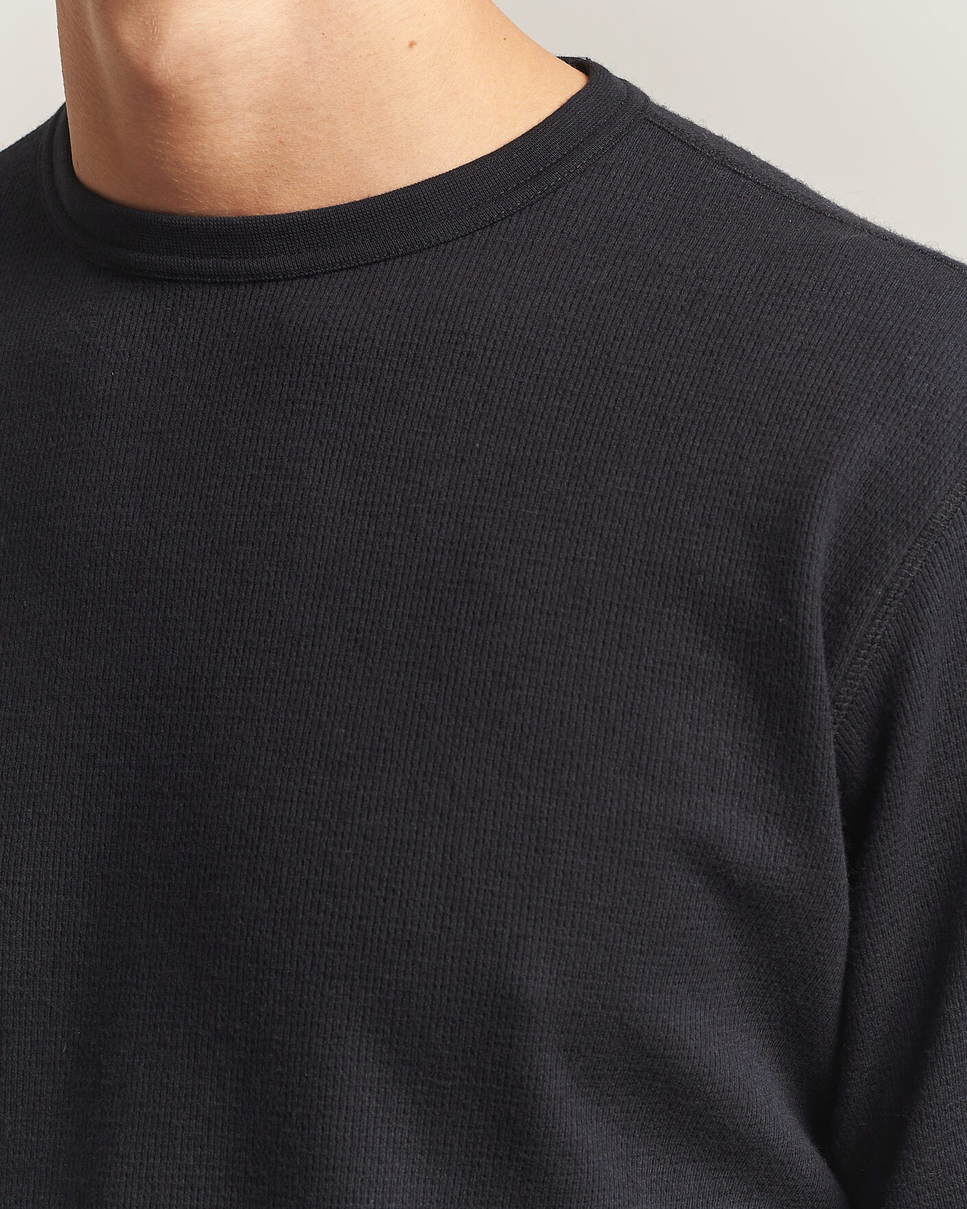 Heren | T-shirts | Sunflower | Wool Waffle Long Sleeve T-Shirt Black