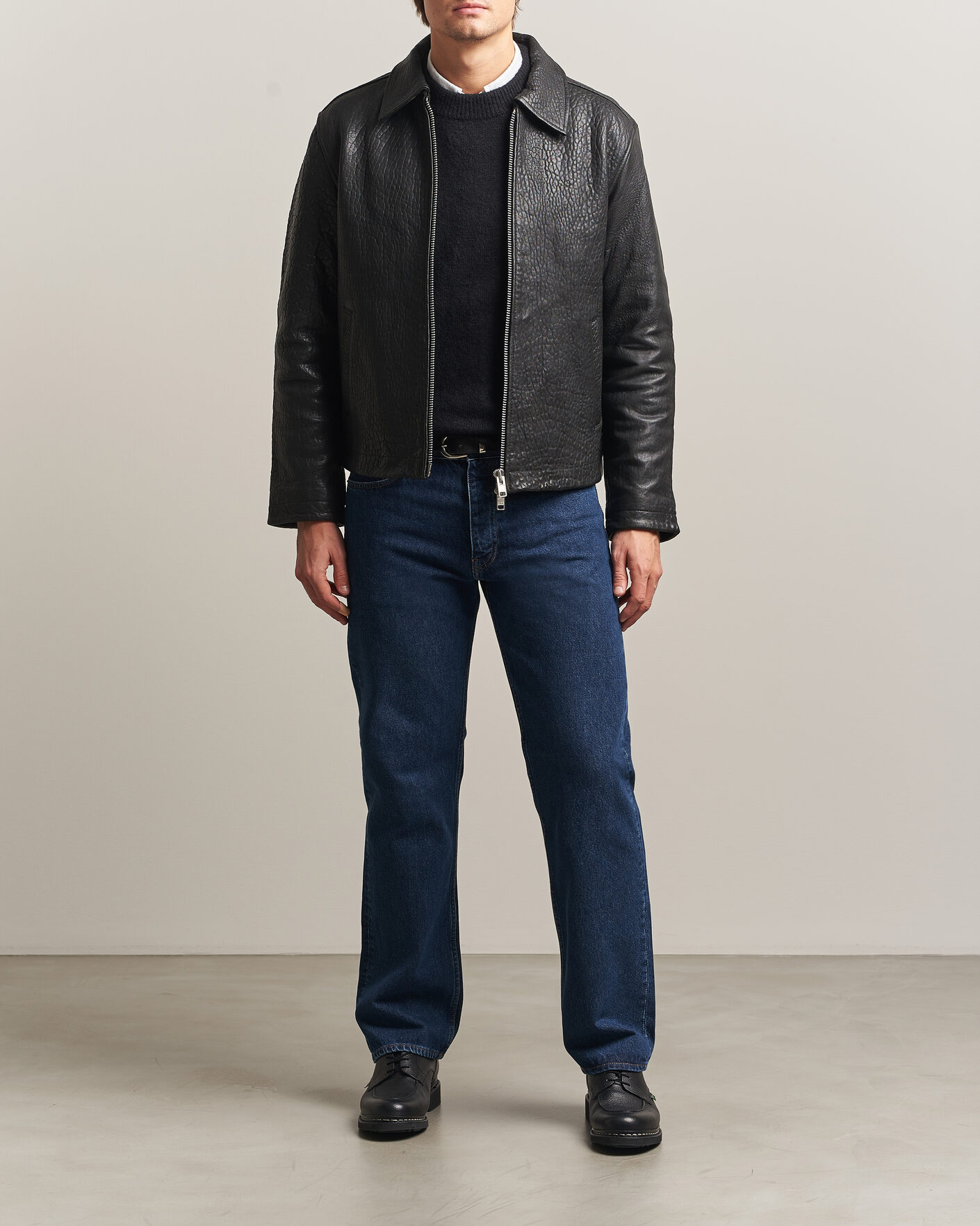 Heren | Jassen | Sunflower | Short Leather Jacket Black