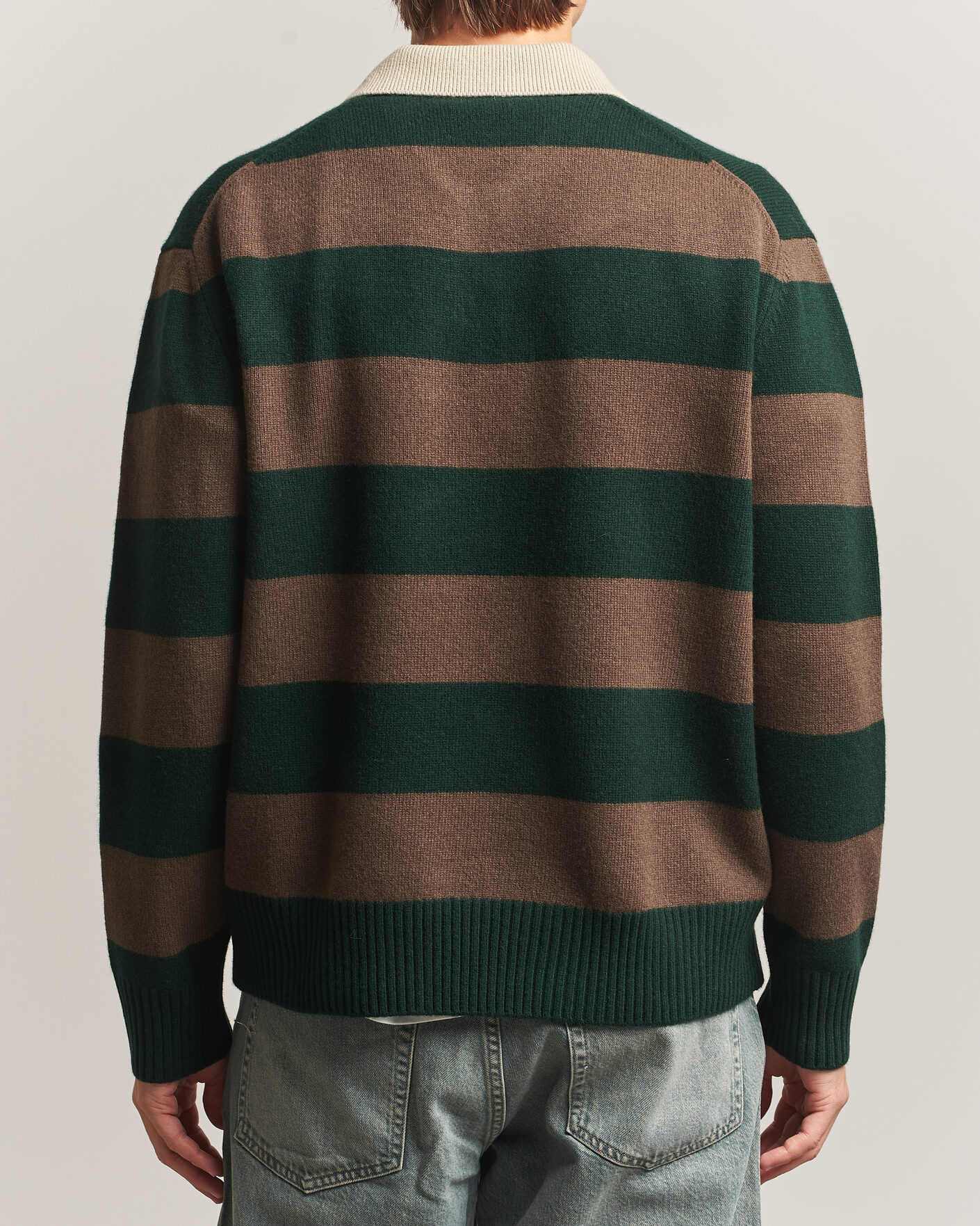 Heren | Truien | Forét | Frost Stripe Knit Polo Deep Green