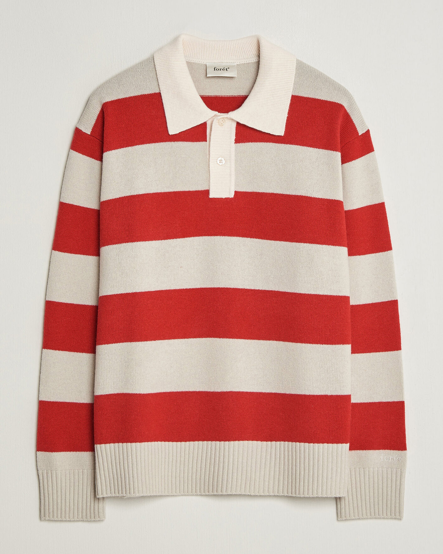 Heren | Truien | Forét | Frost Stripe Knit Polo Red