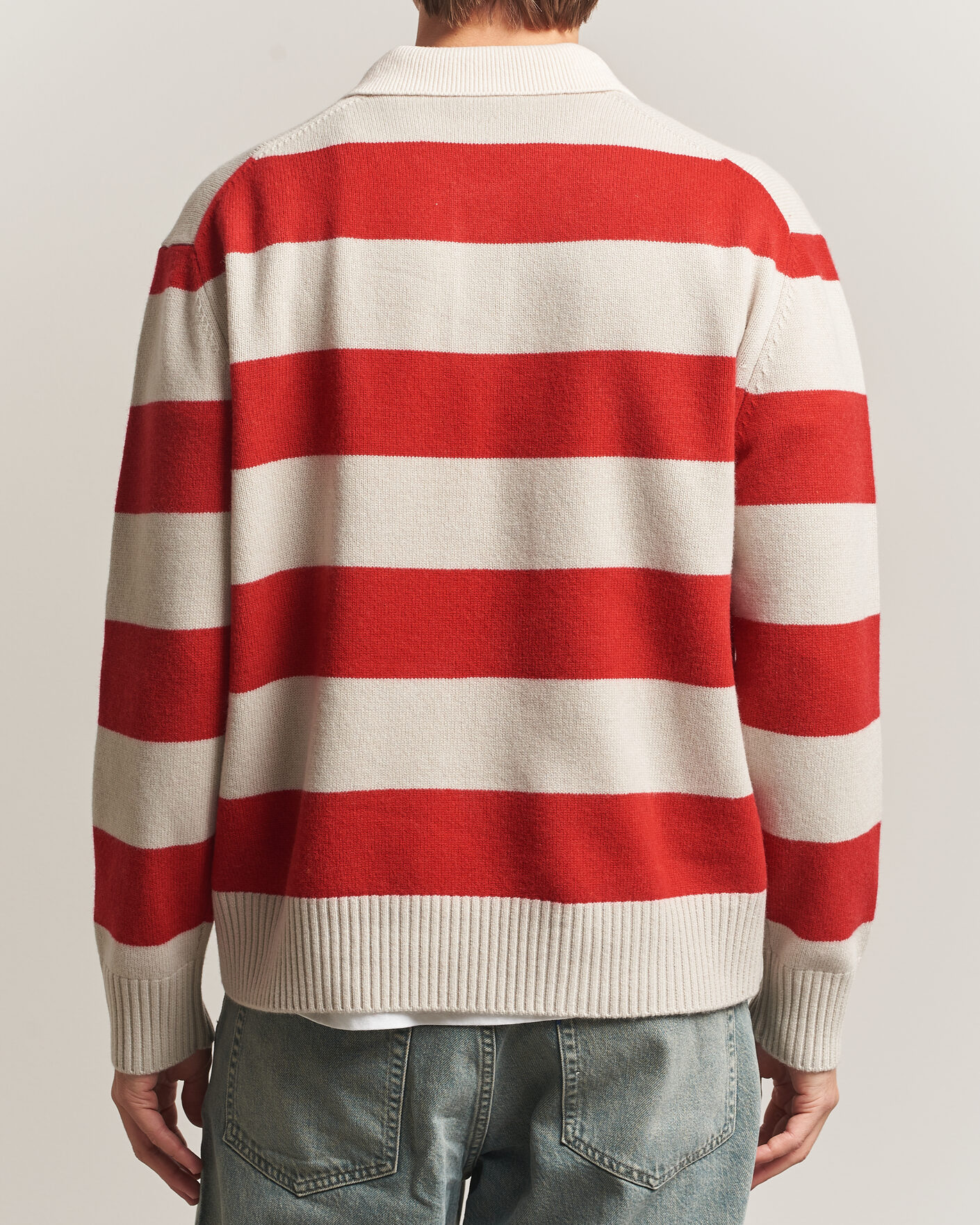 Heren | Truien | Forét | Frost Stripe Knit Polo Red