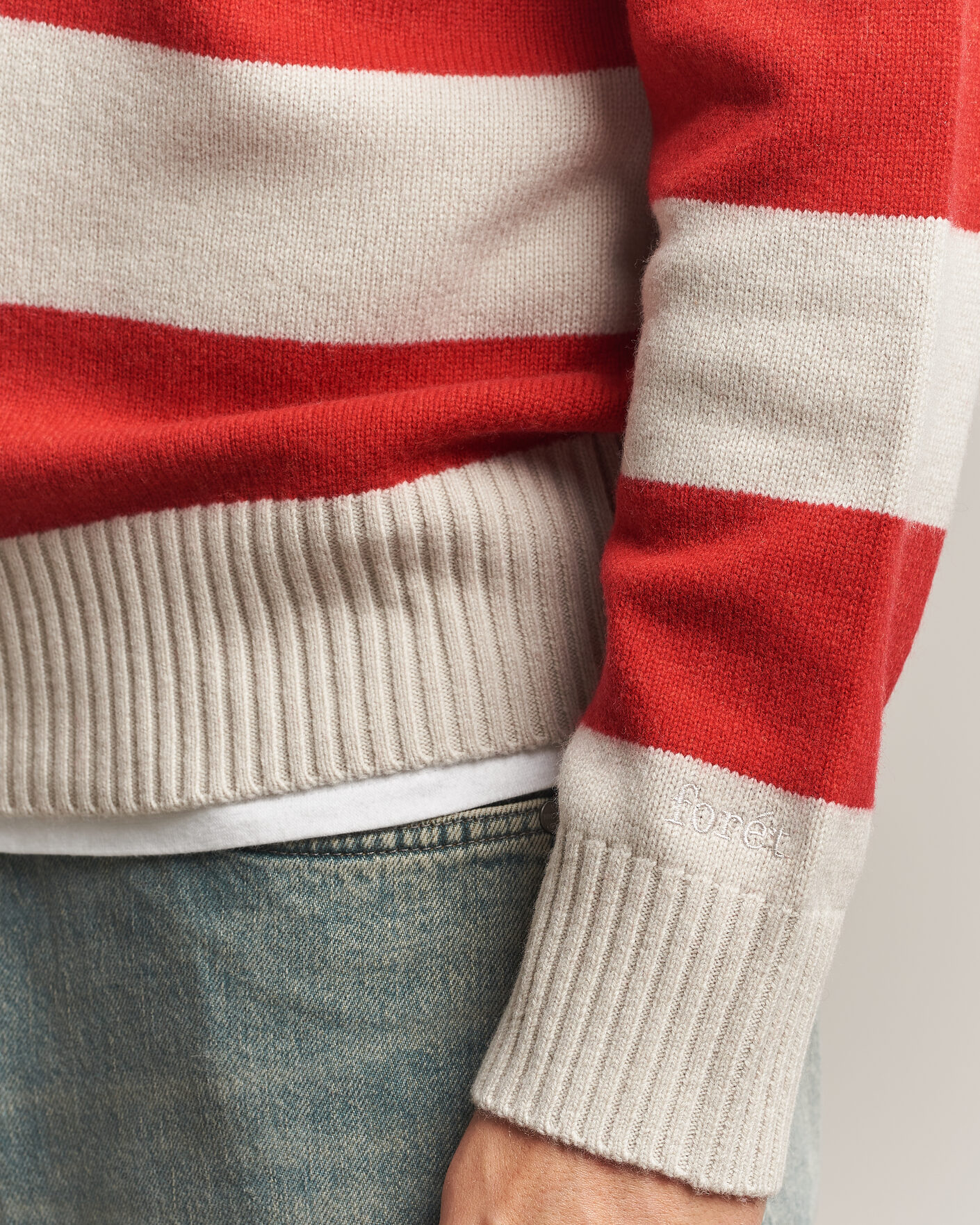 Heren | Truien | Forét | Frost Stripe Knit Polo Red