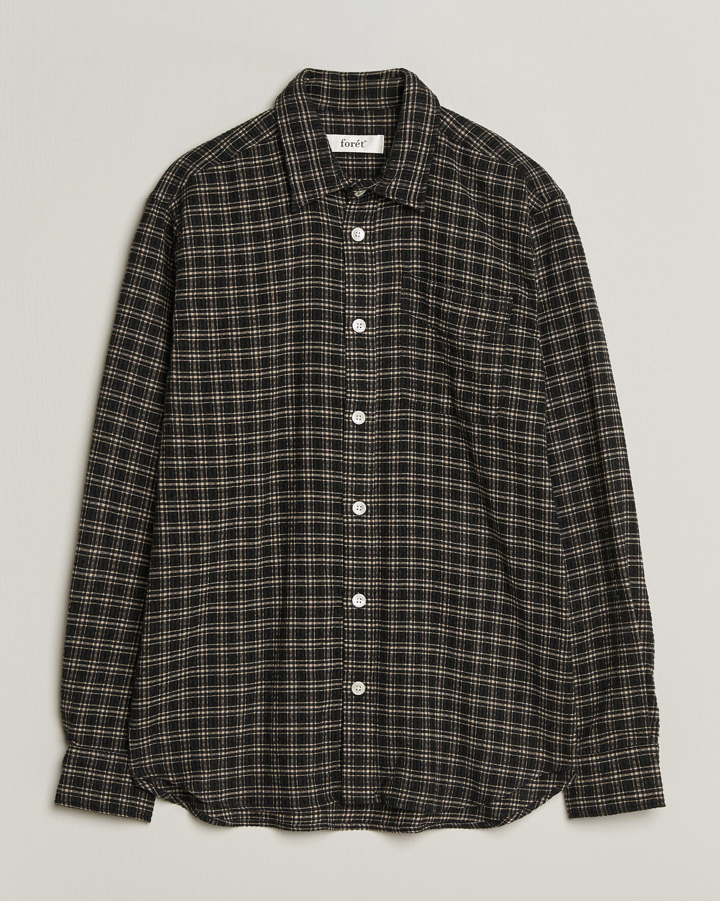 Heren | Overhemden | Forét | Form Regular Fit Italian Check Shirt Black