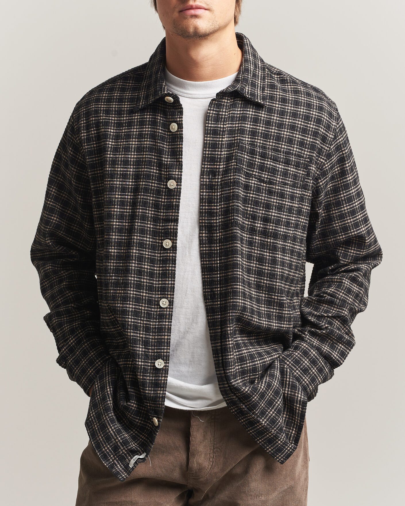 Heren | Overhemden | Forét | Form Regular Fit Italian Check Shirt Black