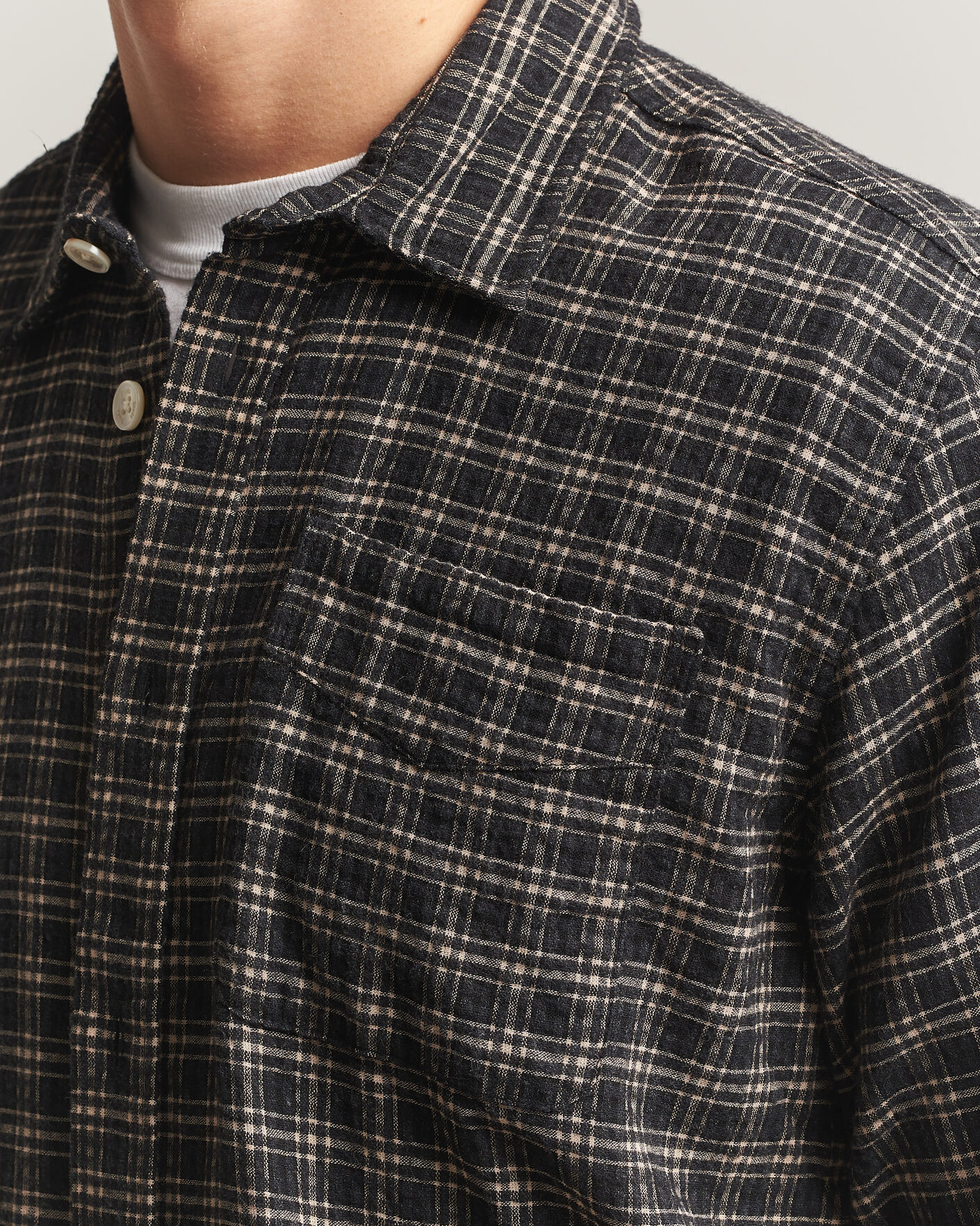 Heren | Overhemden | Forét | Form Regular Fit Italian Check Shirt Black