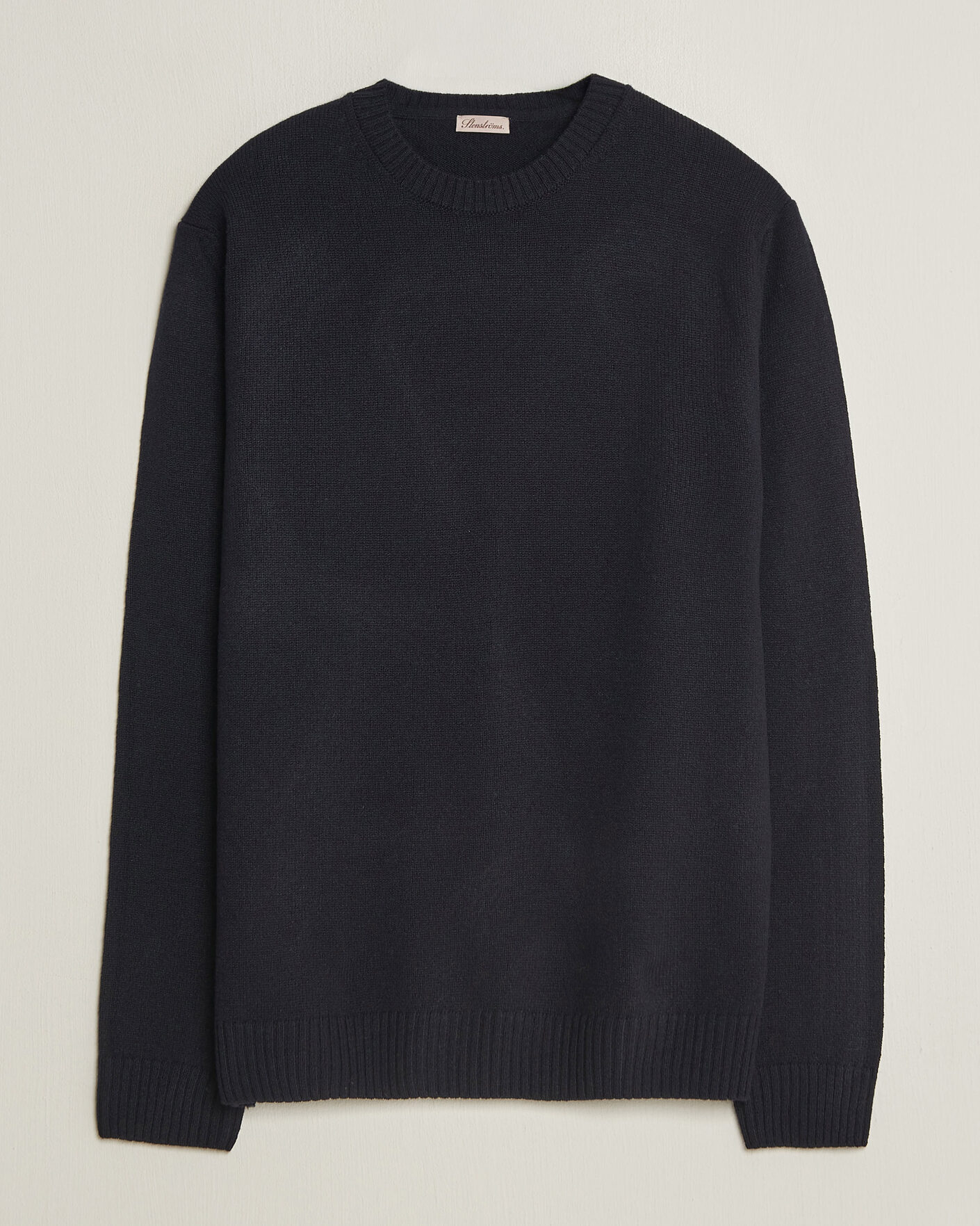 Heren | Truien | Stenströms | Knitted Lambswool Crew Neck Dark Navy