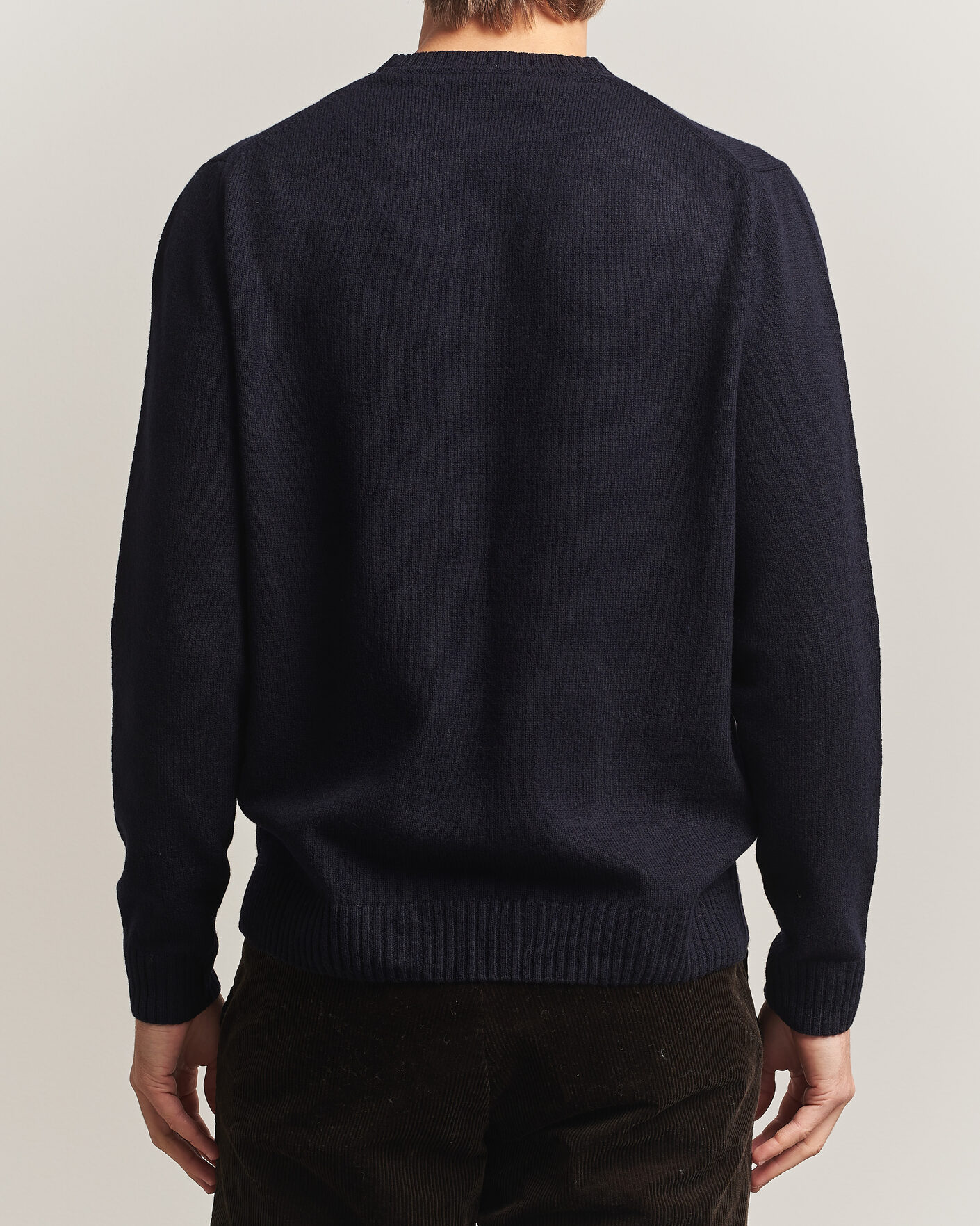 Heren | Truien | Stenströms | Knitted Lambswool Crew Neck Dark Navy