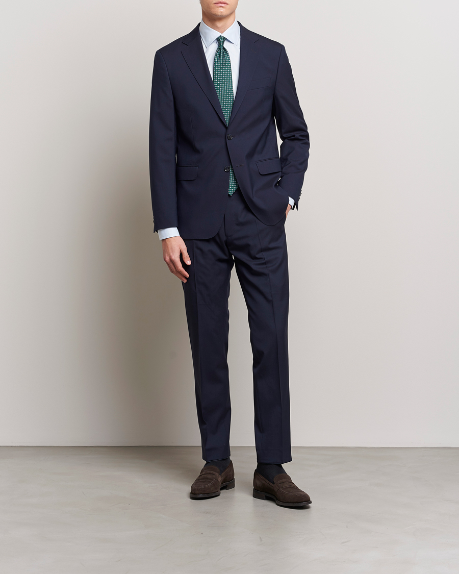 Heren | Donker pak | Oscar Jacobson | Falk Wool Suit Blue