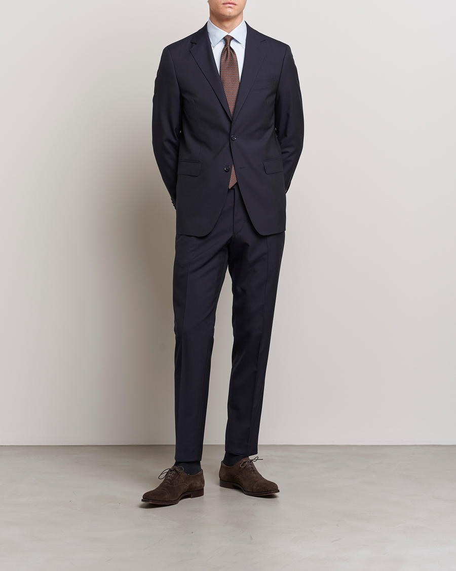 Heren | Pakken | Oscar Jacobson | Falk Wool Suit Navy