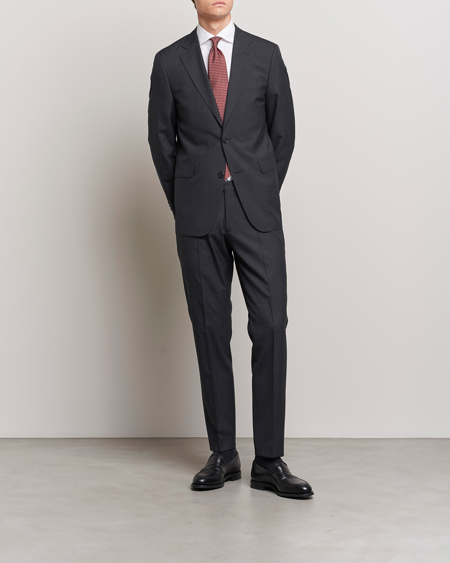 Heren | Donker pak | Oscar Jacobson | Falk Wool Suit Grey