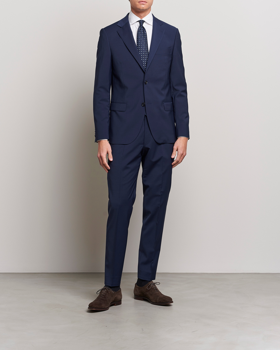 Heren | Pakken | Oscar Jacobson | Edmund Wool Suit Mid Blue