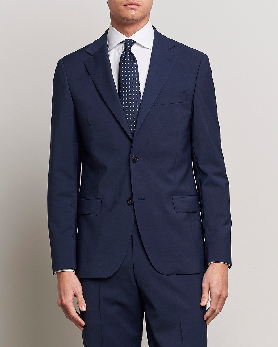 Heren | Pakken | Oscar Jacobson | Edmund Wool Suit Mid Blue
