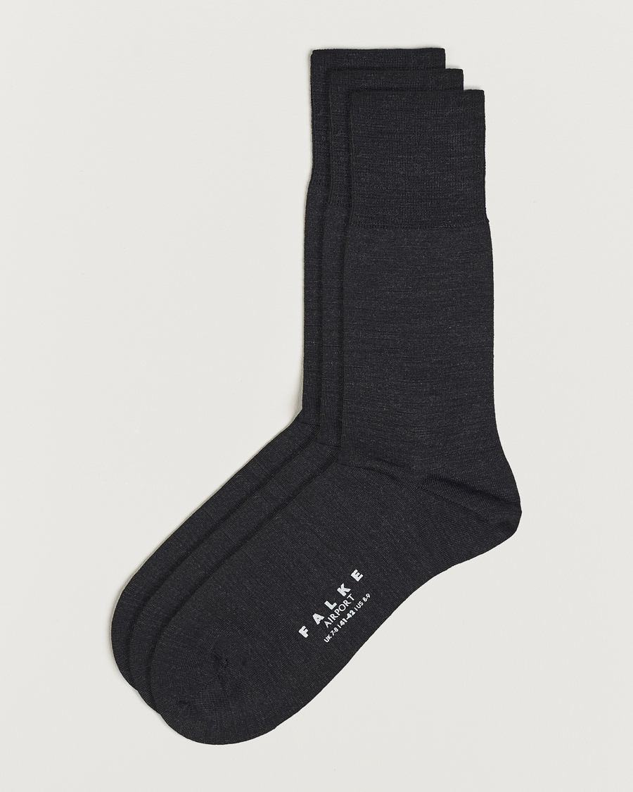 Heren | Ondergoed | Falke | 3-pack Airport Socks Anthracite Melange