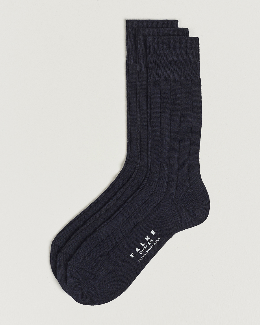 Heren |  | Falke | 3-Pack Lhasa Cashmere Socks Dark Navy