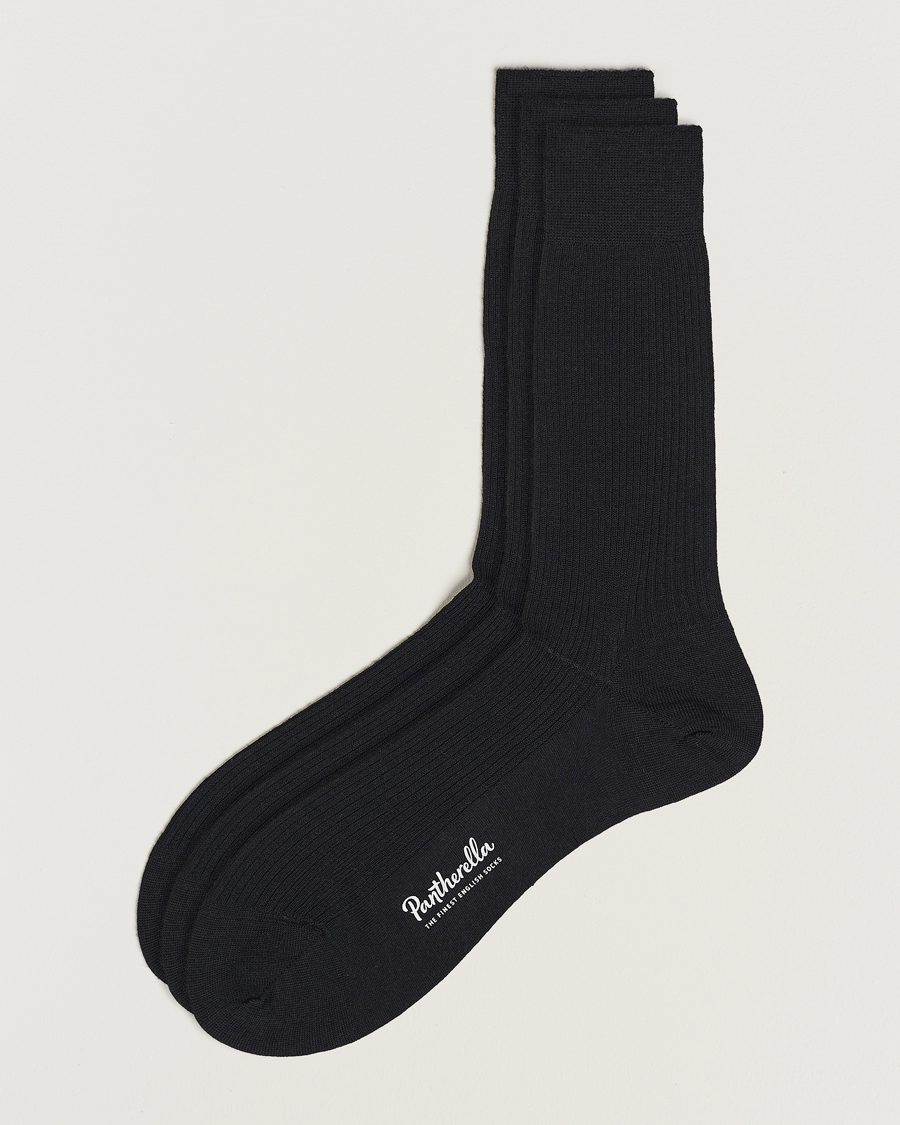Heren | Ondergoed | Pantherella | 3-Pack Naish Merino/Nylon Sock Black