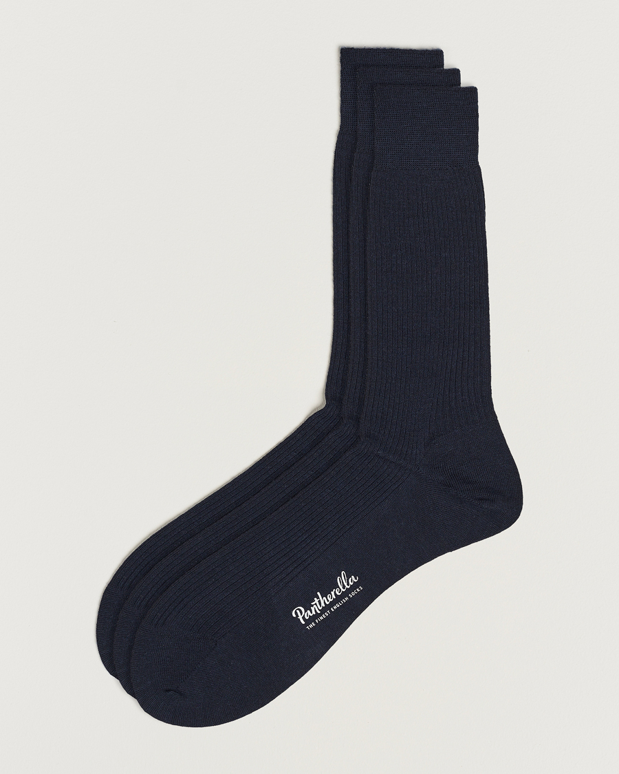 Heren | Ondergoed | Pantherella | 3-Pack Naish Merino/Nylon Sock Navy