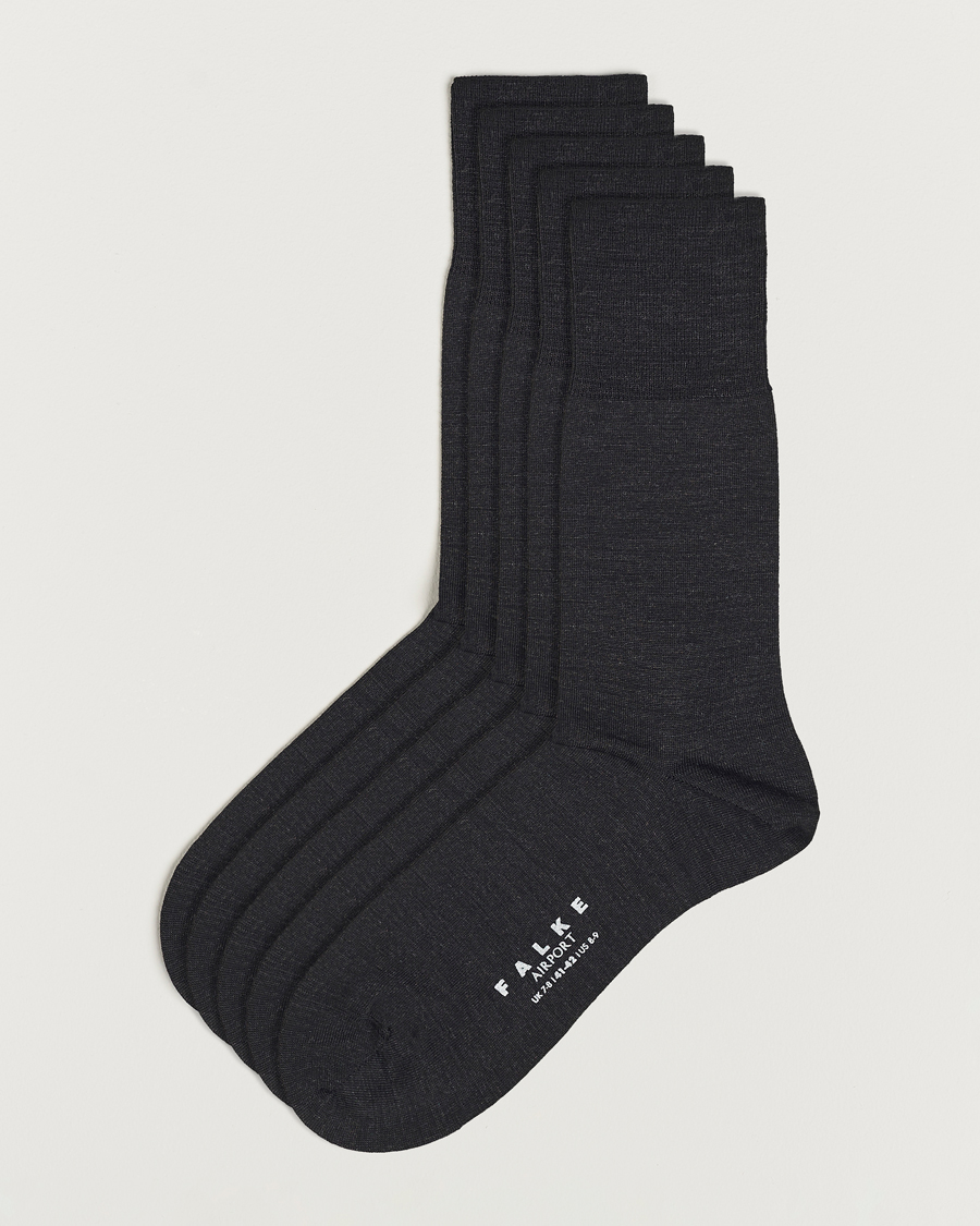 Heren | Ondergoed | Falke | 5-Pack Airport Socks Anthracite Melange