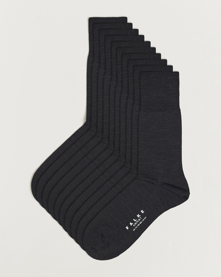 Heren | Ondergoed | Falke | 10-Pack Airport Socks Anthracite Melange