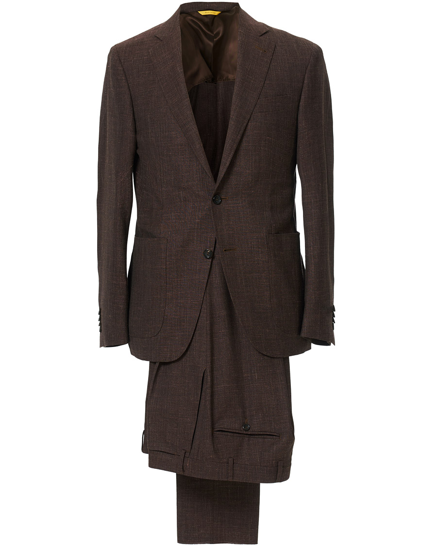 Heren | Pakken | Canali | Wool/Linen Patch Pocket Suit Dark Brown