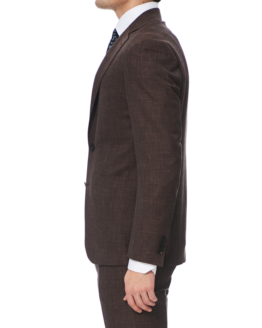 Heren | Pakken | Canali | Wool/Linen Patch Pocket Suit Dark Brown