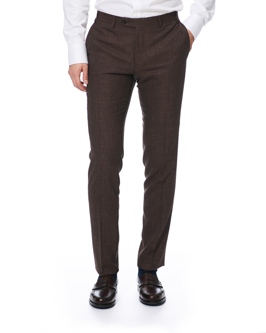Heren | Pakken | Canali | Wool/Linen Patch Pocket Suit Dark Brown
