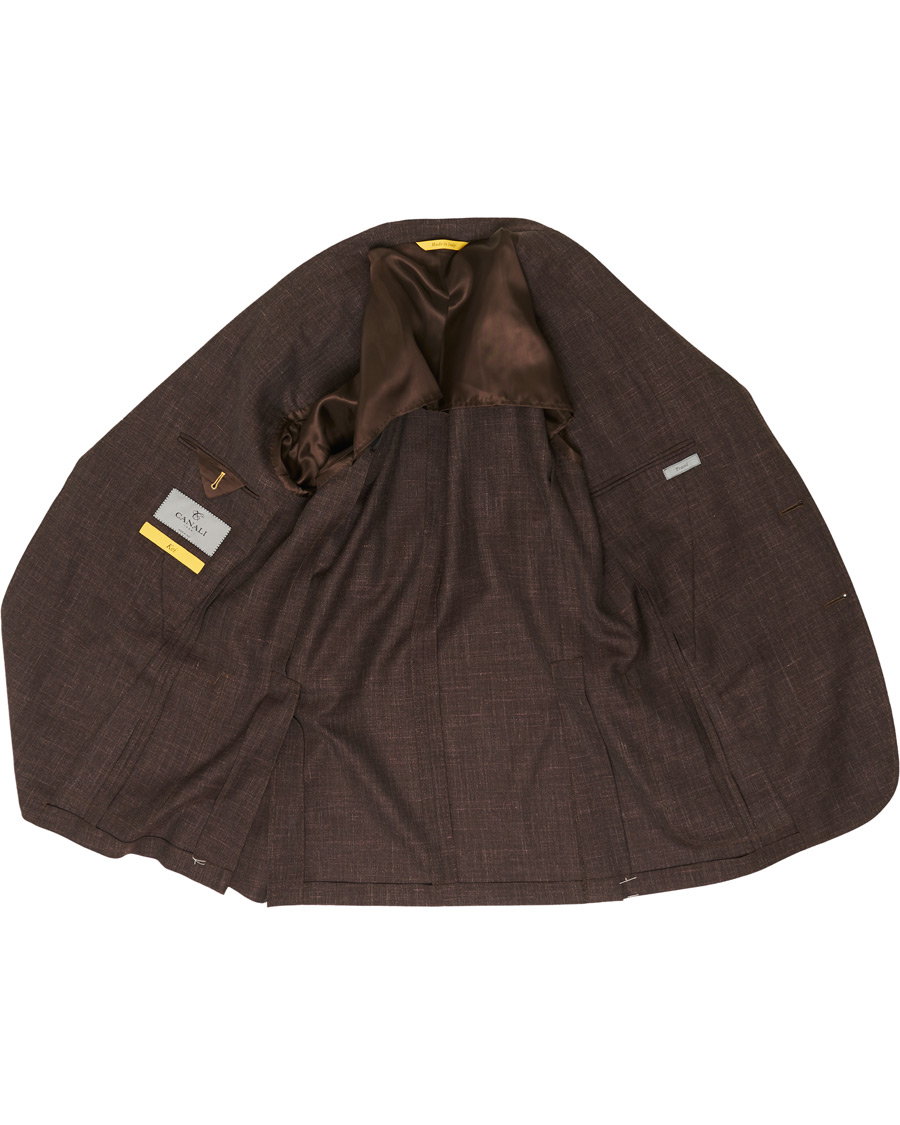 Heren | Pakken | Canali | Wool/Linen Patch Pocket Suit Dark Brown