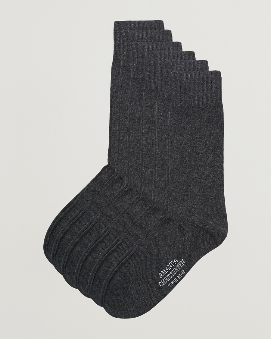 Heren | Ondergoed | Amanda Christensen | 6-Pack True Cotton Socks Antrachite Melange
