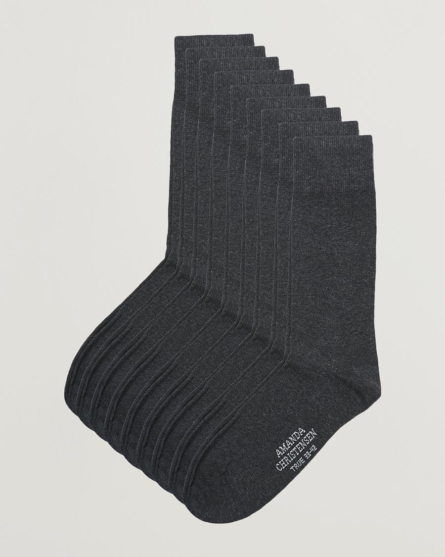 Heren | Ondergoed | Amanda Christensen | 9-Pack True Cotton Socks Antrachite Melange