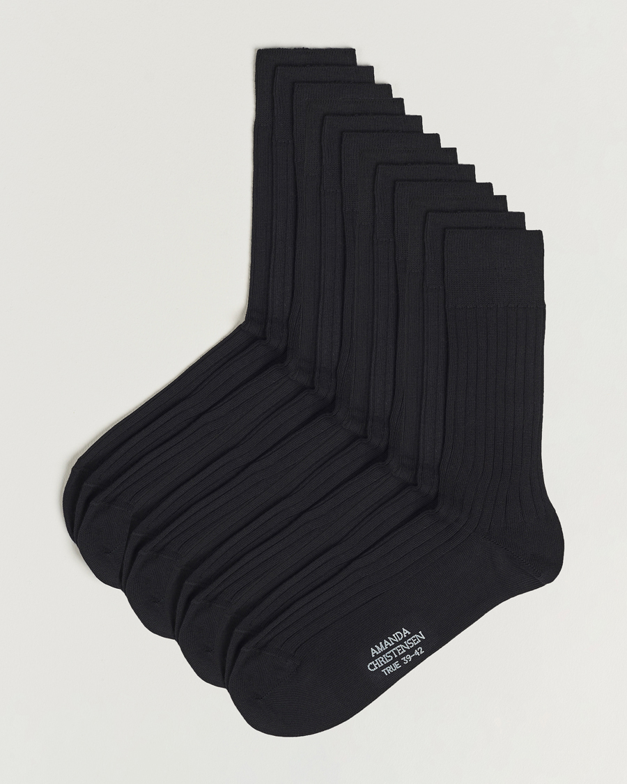 Heren | Business & Beyond | Amanda Christensen | 12-Pack True Cotton Ribbed Socks Black